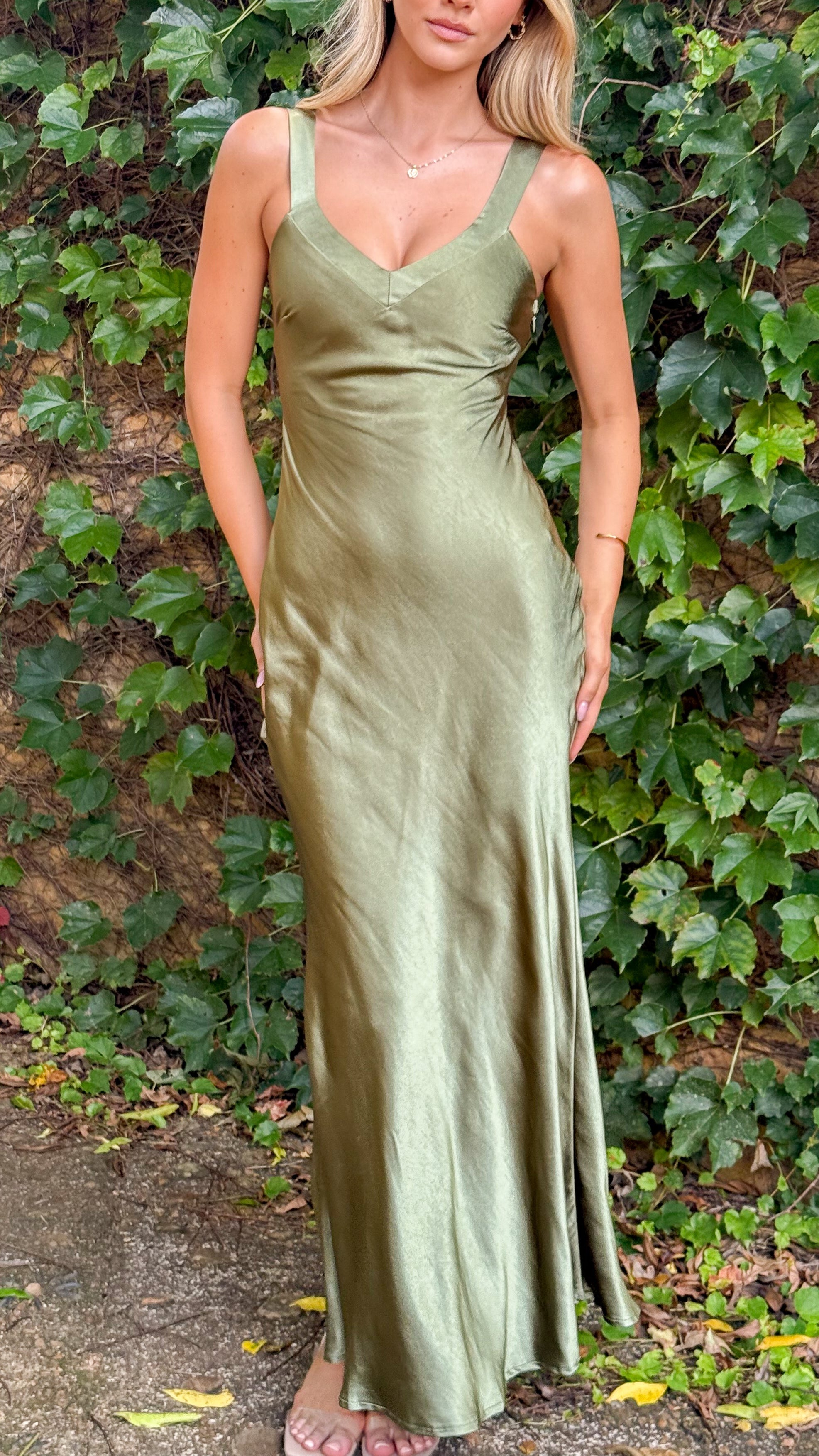 Andie Maxi Dress for Women - Olive Green Long Flowy Summer Dress - Perfect for Beach, Vacation, and Casual Outings