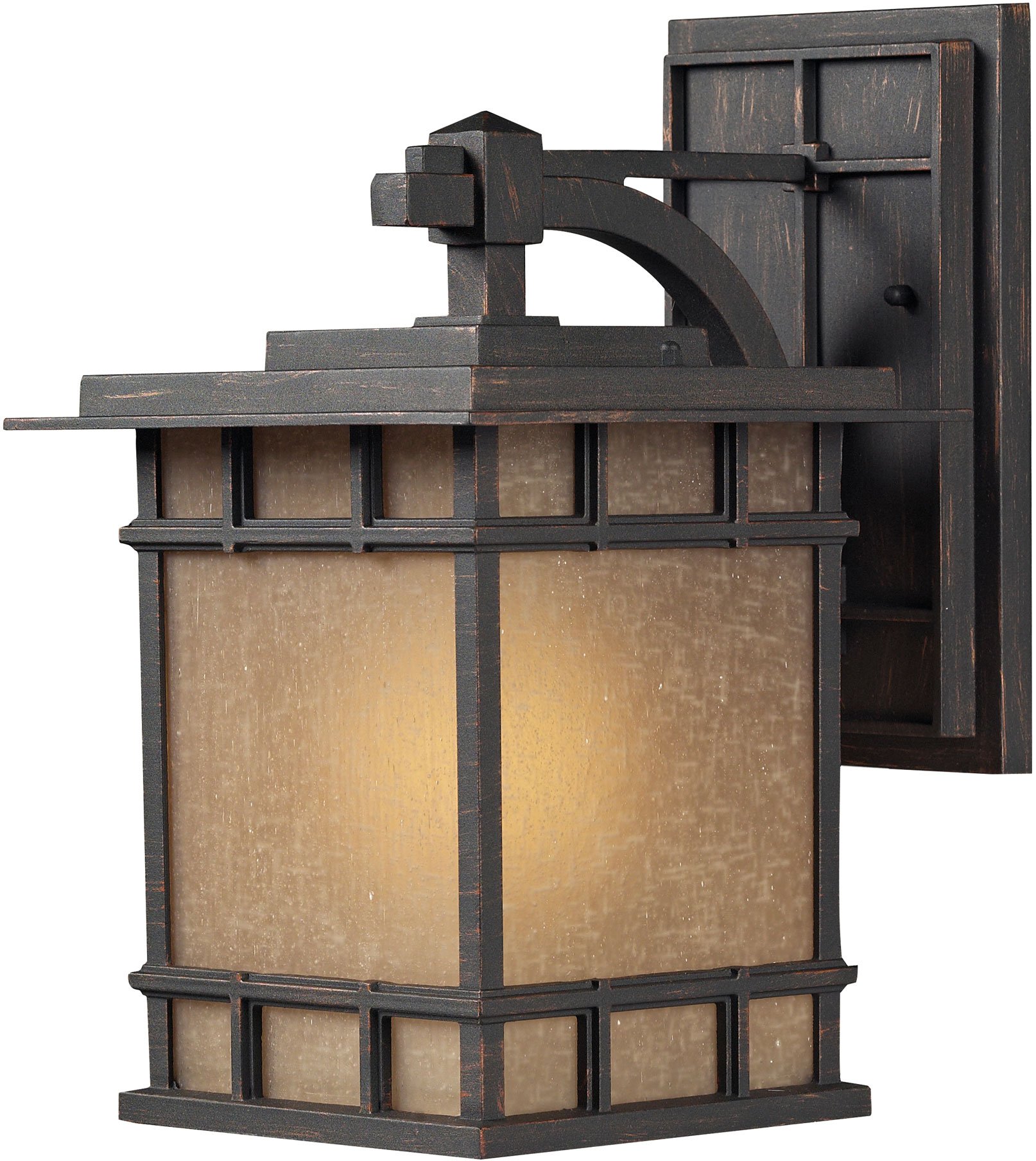 Elk 45011/1 9x15 Inch Newlton 1-Light Outdoor Wall Sconce with Linen Glass Shade, Weathered Charcoal Finish - Perfect for Porch, Patio, Garden, and Exterior Home Lighting