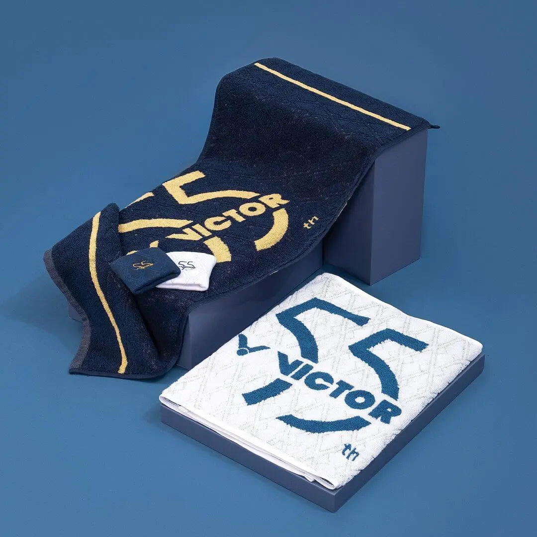 Victor TW55B 55th Anniversary Edition Navy Blue Sports Towel - Quick Dry, Absorbent & Lightweight for Gym, Swimming, Yoga & Outdoor Activities