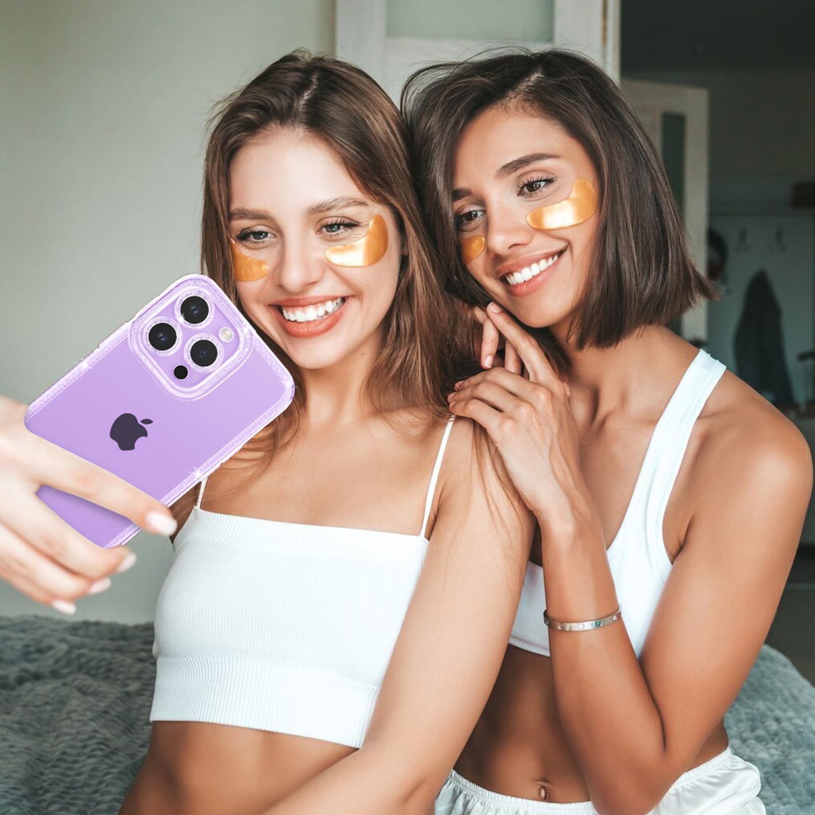 ZTOFERA Sparkly Glitter Clear Case for iPhone 15 Pro Max 6.7 inch - Cute Purple Bling Flexible Soft TPU Silicone Protective Cover for Women & Girls - Perfect for Everyday Use, Parties, and Special Occasions