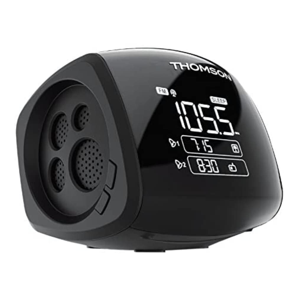 Thomson CP284 AM/FM Alarm Clock Radio with Dual Alarm, Battery Backup & Sleep Timer - Perfect for Bedroom, Office, and Travel Use