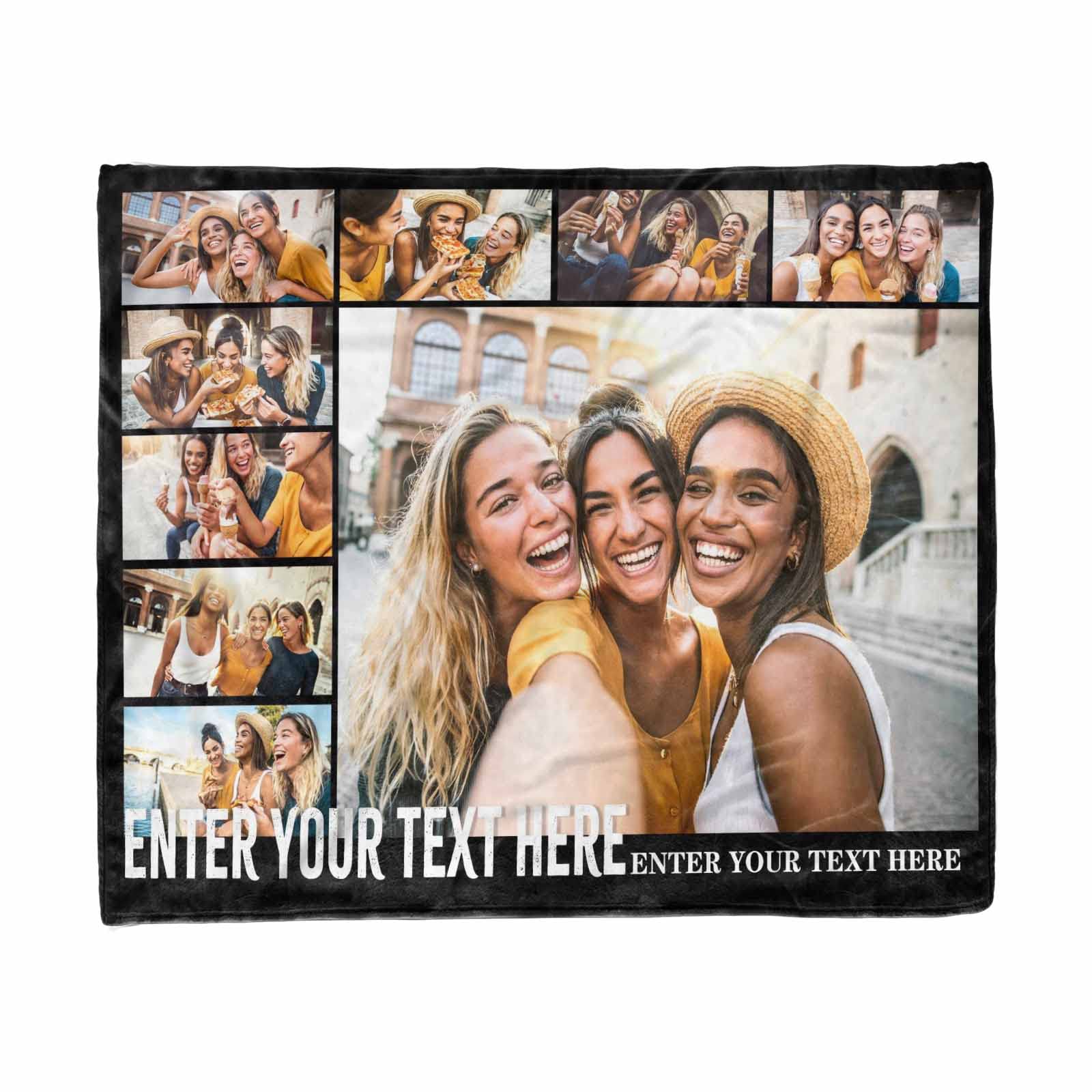 Custom Photo Blanket with Text - Personalized Sister & Best Friend Gift - Birthday Present for Her - Cozy Throw for Bedroom, Couch & Travel