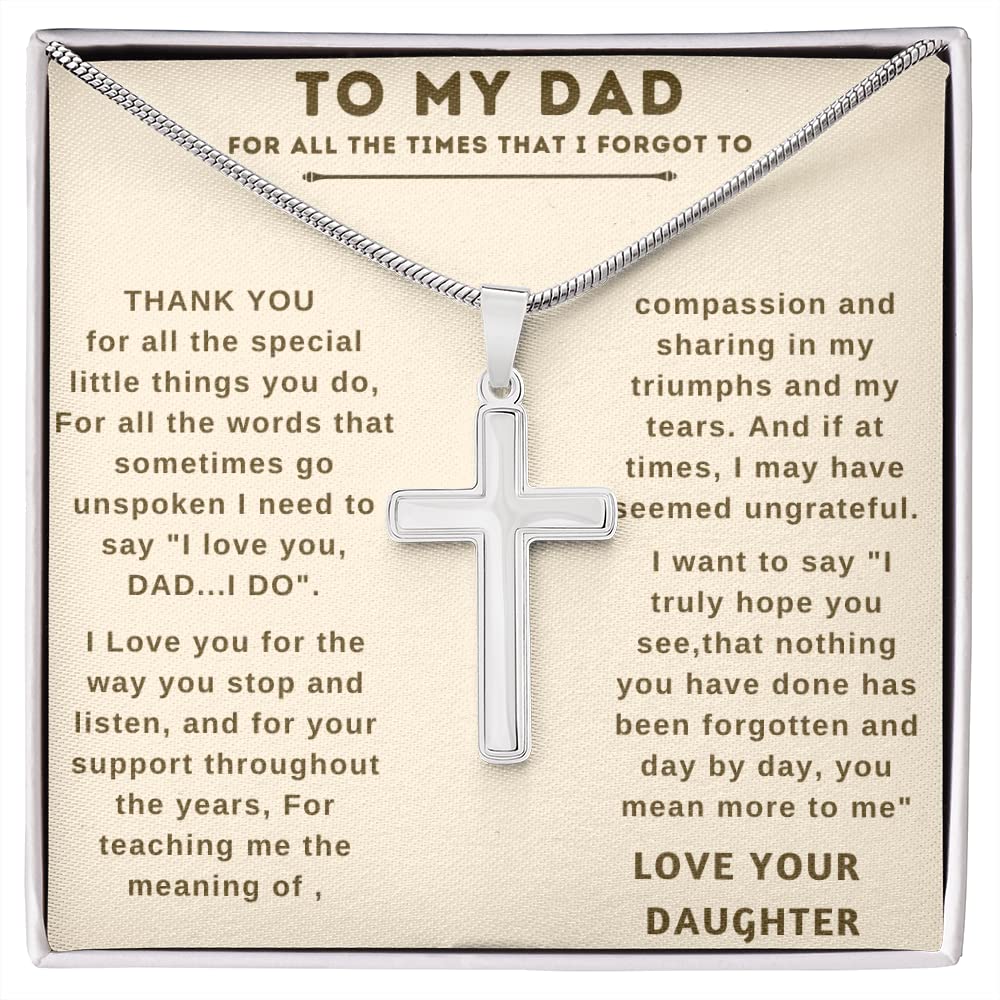 Personalized Stainless Steel Cross Necklace for Dad - Unique Father's Day & Birthday Gift from Daughter | Perfect for Daily Wear, Special Occasions & Sentimental Keepsakes