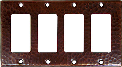 Hammered Copper GFCI Outlet Cover - 4 Gang Switch Plate, Decorative Electrical Wall Plate for Kitchen, Bathroom, and Living Room