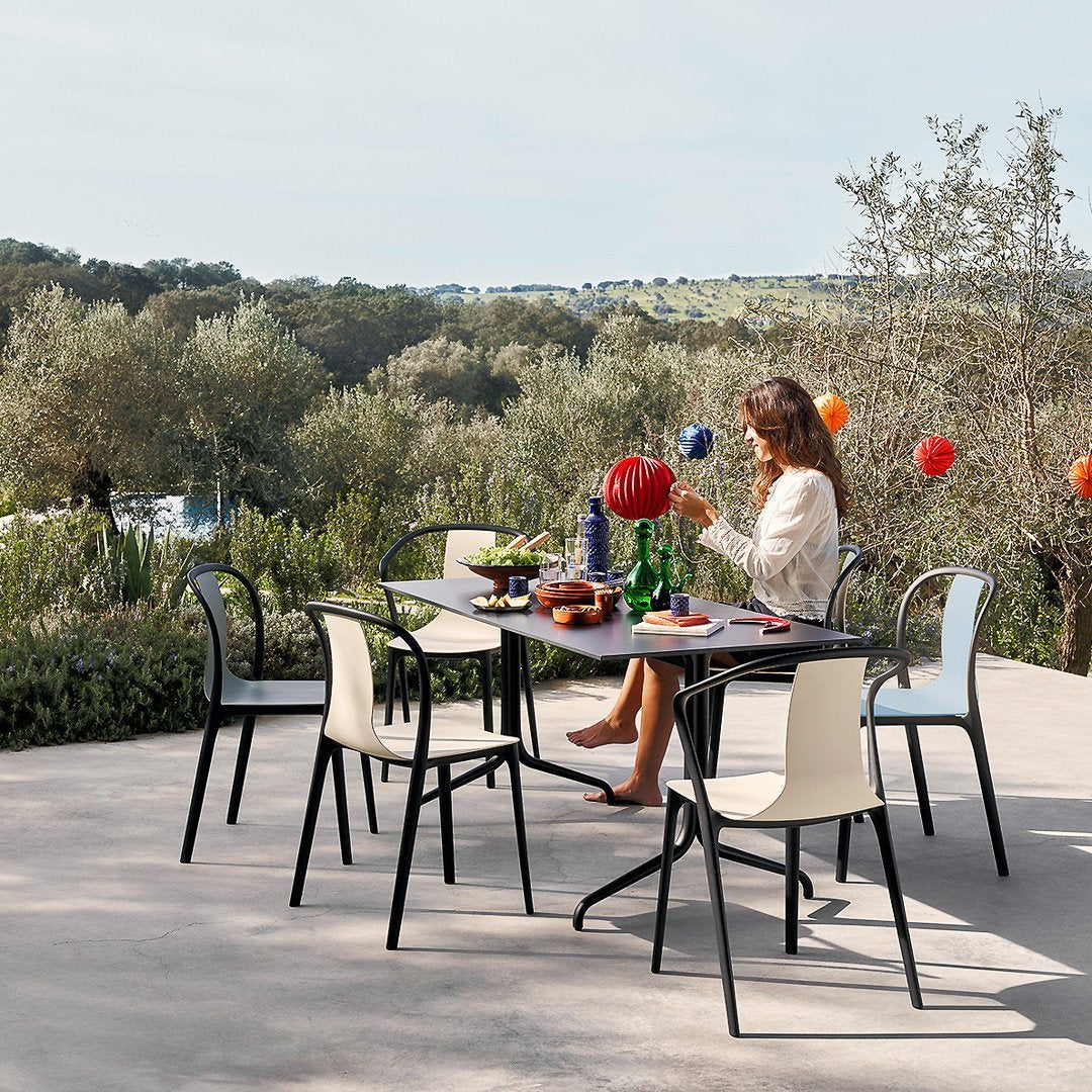 Belleville Bistro Table - Rectangular Outdoor Dining Set for Patio, Garden, Deck or Backyard - Weather-Resistant Metal Frame & Glass Top - Perfect for Entertaining Guests or Relaxing Outside