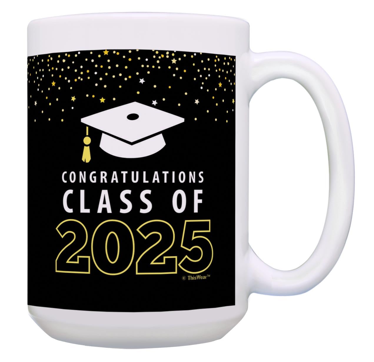 2025 Graduation Coffee Mug - 15oz Ceramic Mug with Handle for Grad Party Favors | Congratulations Class of 2025 Gift | Perfect for Coffee, Tea & Hot Drinks at Graduation Celebrations