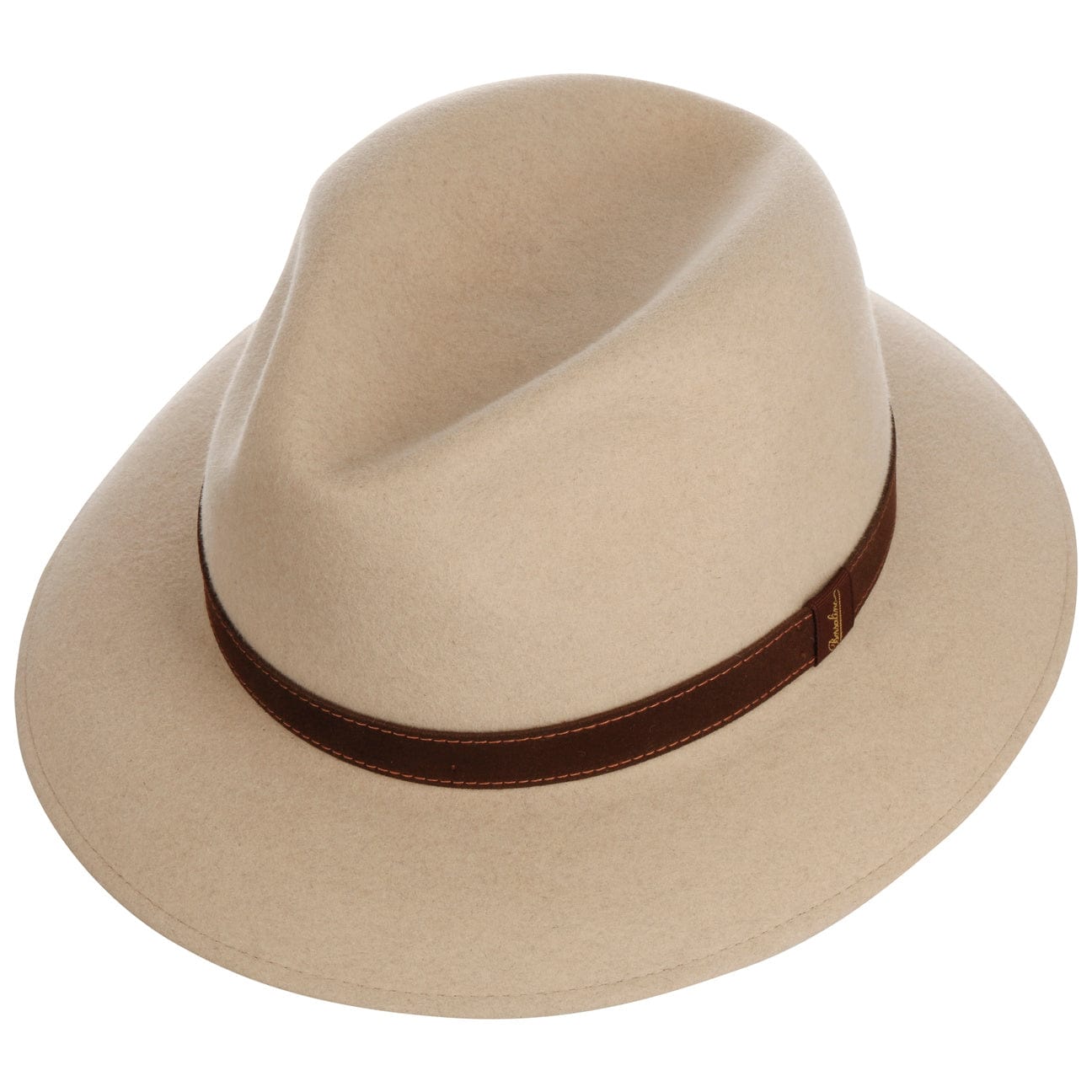 Borsalino Alessandria Creme Fur Felt Hat for Women - Classic Elegant Wide Brim Fedora for Outdoor, Travel & Special Occasions