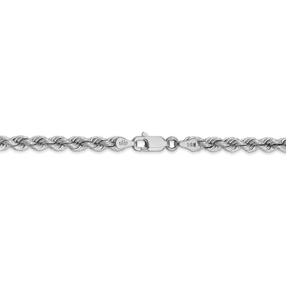 The Black Bow 4mm 14k White Gold Handmade Solid Rope Chain Necklace - Perfect for Elegant Evening Wear and Special Occasions
