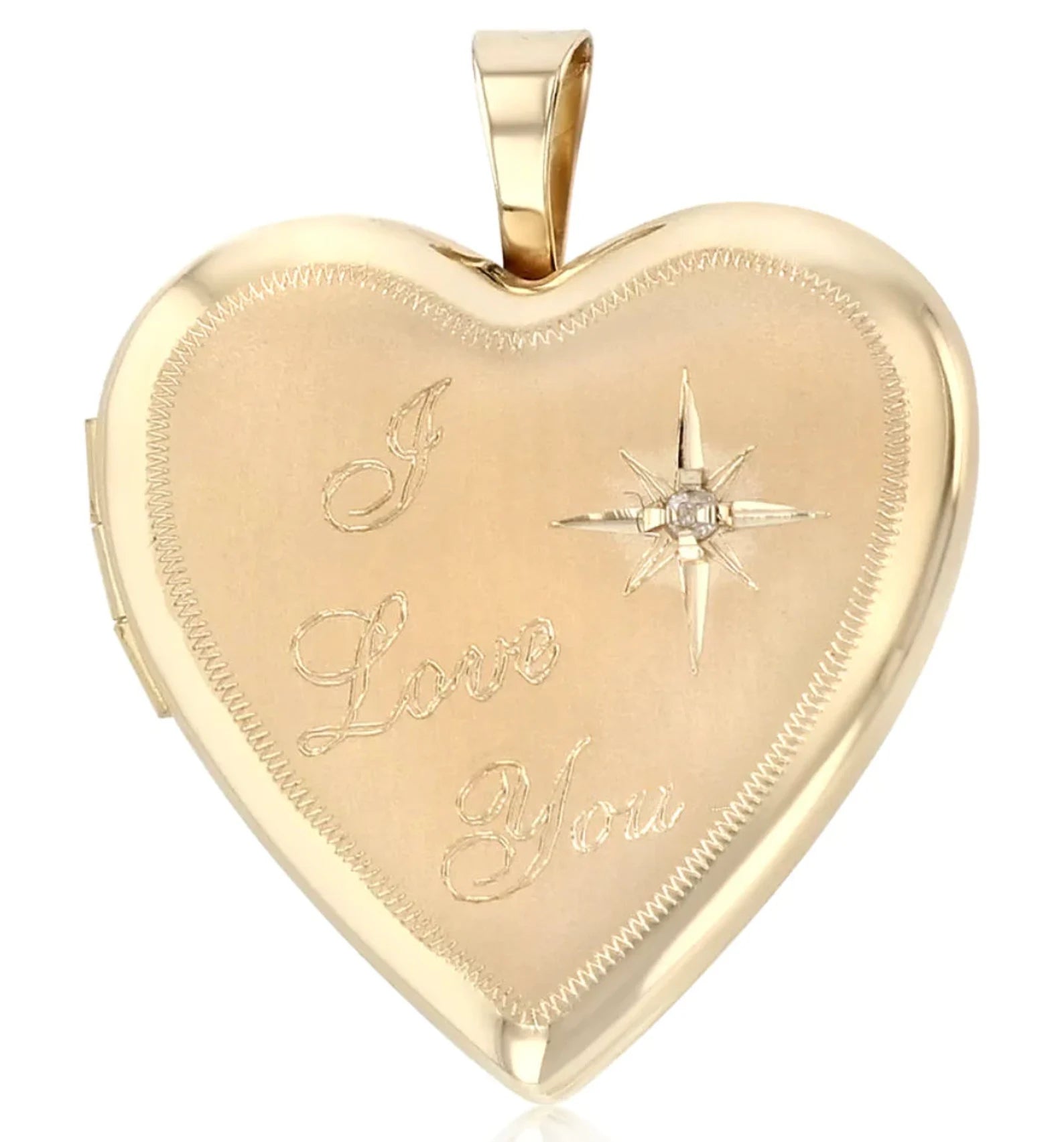 Gold 'I Love You' Engraved Heart Locket Pendant - Romantic Gift for Her, Anniversary & Valentine's Day Jewelry (Model 2029) - Perfect for Couples, Weddings & Special Occasions