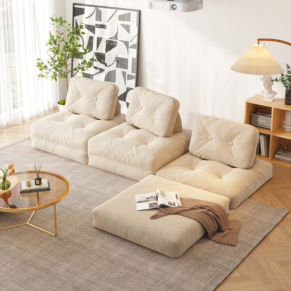 Convertible Floor Couch - Modular Sofa for Living Room, Bedroom or Lounge - Space-Saving Furniture for Small Apartments and Relaxation Areas