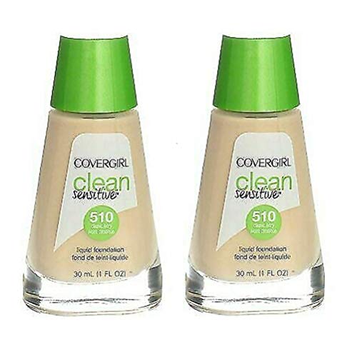 CoverGirl Clean Sensitive Liquid Foundation - Pack of 2, Classic Ivory 510 | Oil-Free, Hypoallergenic Makeup for Sensitive Skin | Perfect for Daily Wear & Professional Makeup Looks