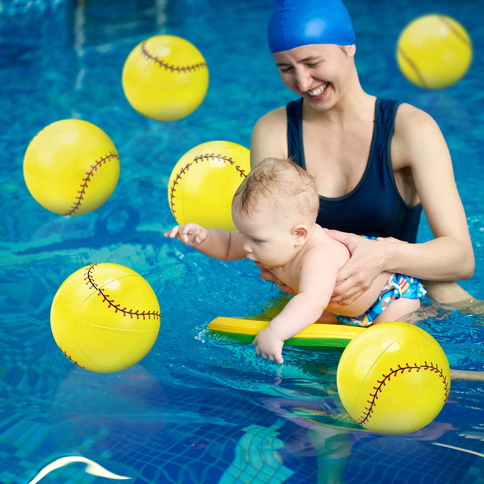 24 Pcs 5.5'' Inflatable Baseball Beach Balls - Fun Pool Party Favors, Summer Water Games, Sports Day Activities for Kids & Adults - Perfect for Beach, Pool, Backyard, Birthday Parties & Outdoor Events