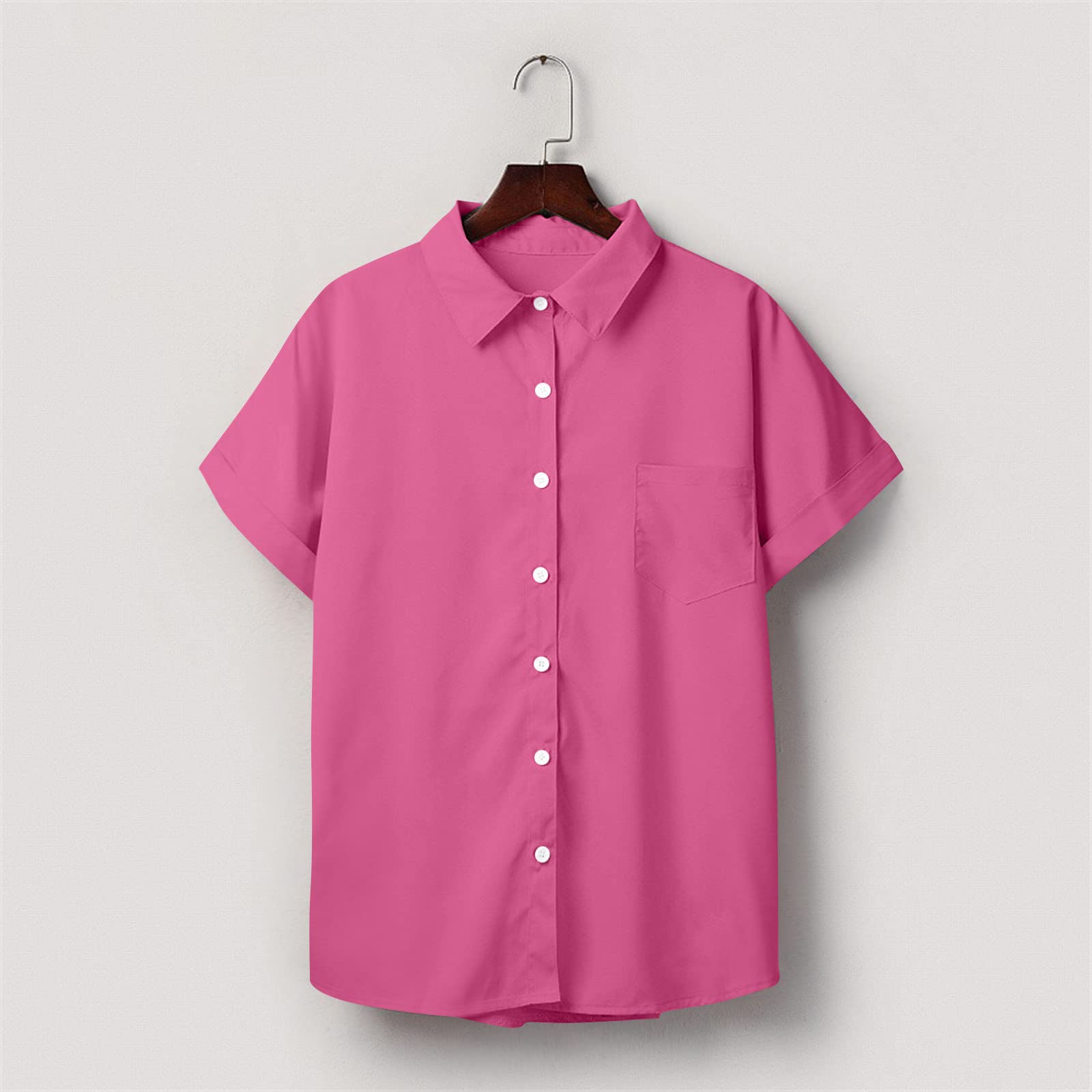 Women's Summer Button Down Blouse - Plus Size Collared T-Shirts & Comfortable Loose Tunic Tops for Casual Wear | Perfect for Office, Beach & Everyday Outfits