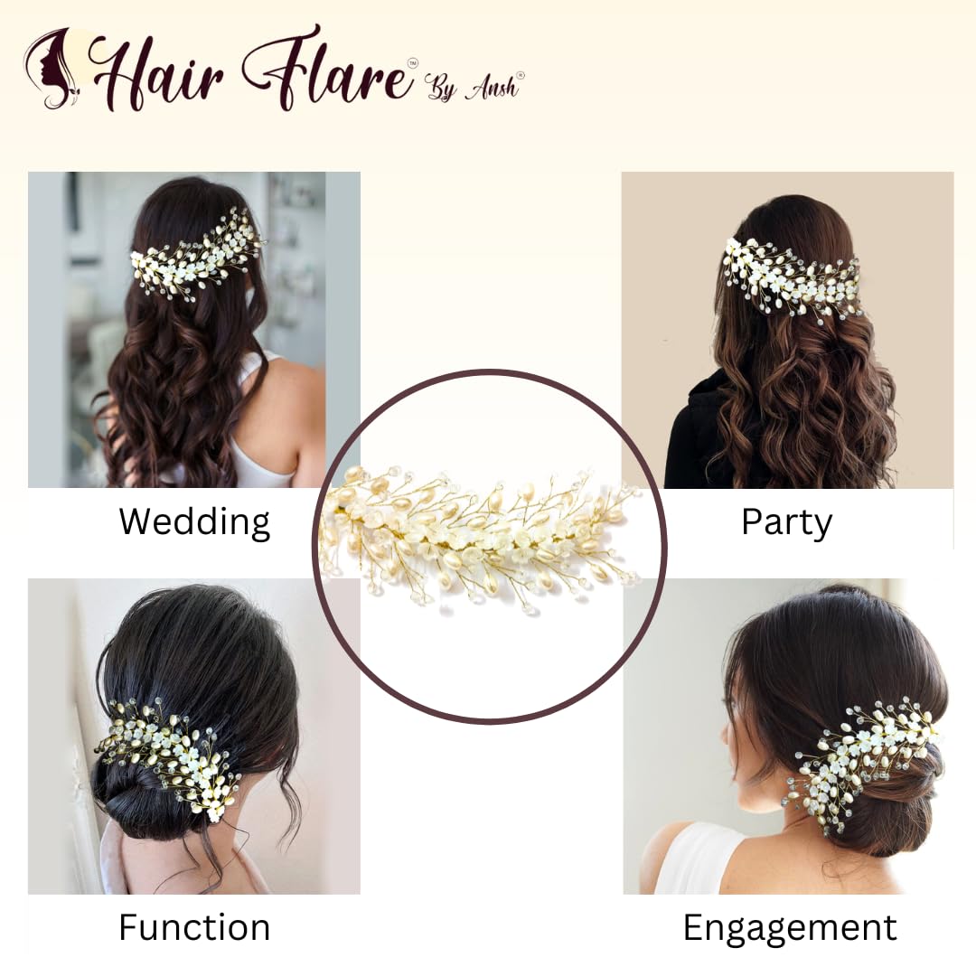 Elegant Floral Pearl Hair Bun Clip for Women & Girls - Wedding Bridal Hair Accessories with Artificial Flowers & Pearls - Stylish Hair Pins & Brooches for Hairstyle Decoration - Perfect for Bridal Parties, Prom & Special Occasions