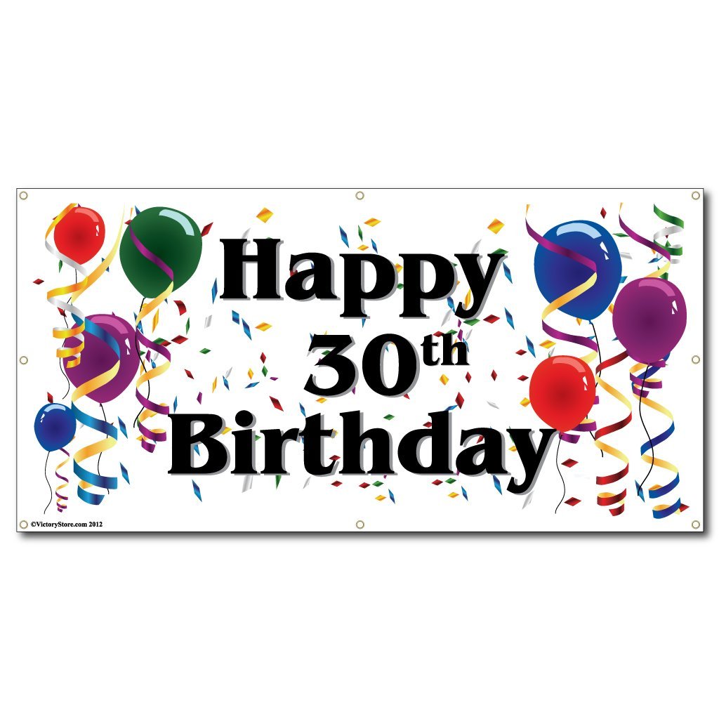 Happy 30th Birthday Yard Sign - 3ft x 6ft Vinyl Lawn Banner for Outdoor Decorations | Perfect for Birthday Parties, Anniversaries & Backyard Celebrations
