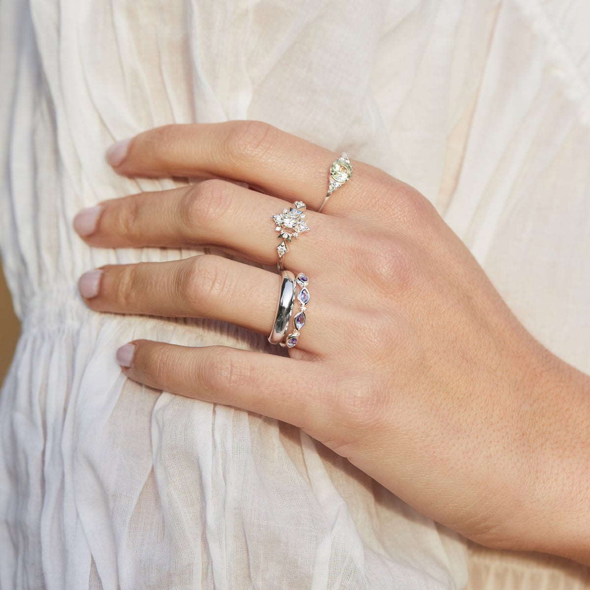 Green Amethyst Garden Party Eden Ring - Elegant Floral Jewelry for Women, Perfect for Weddings, Parties & Special Occasions