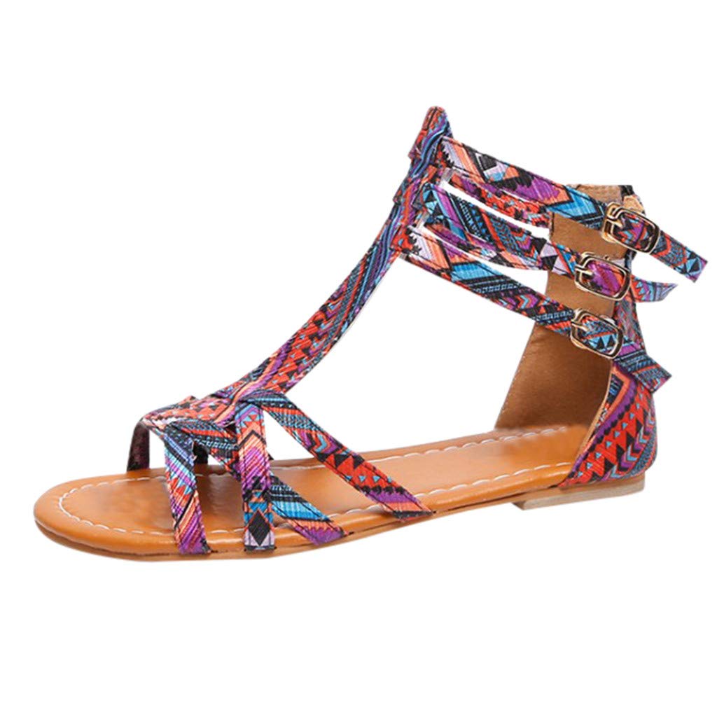 Women's National Wind Bohemian Style Sandals - Comfortable Large Size Contrast Sandals for Beach, Travel & Summer Outfits