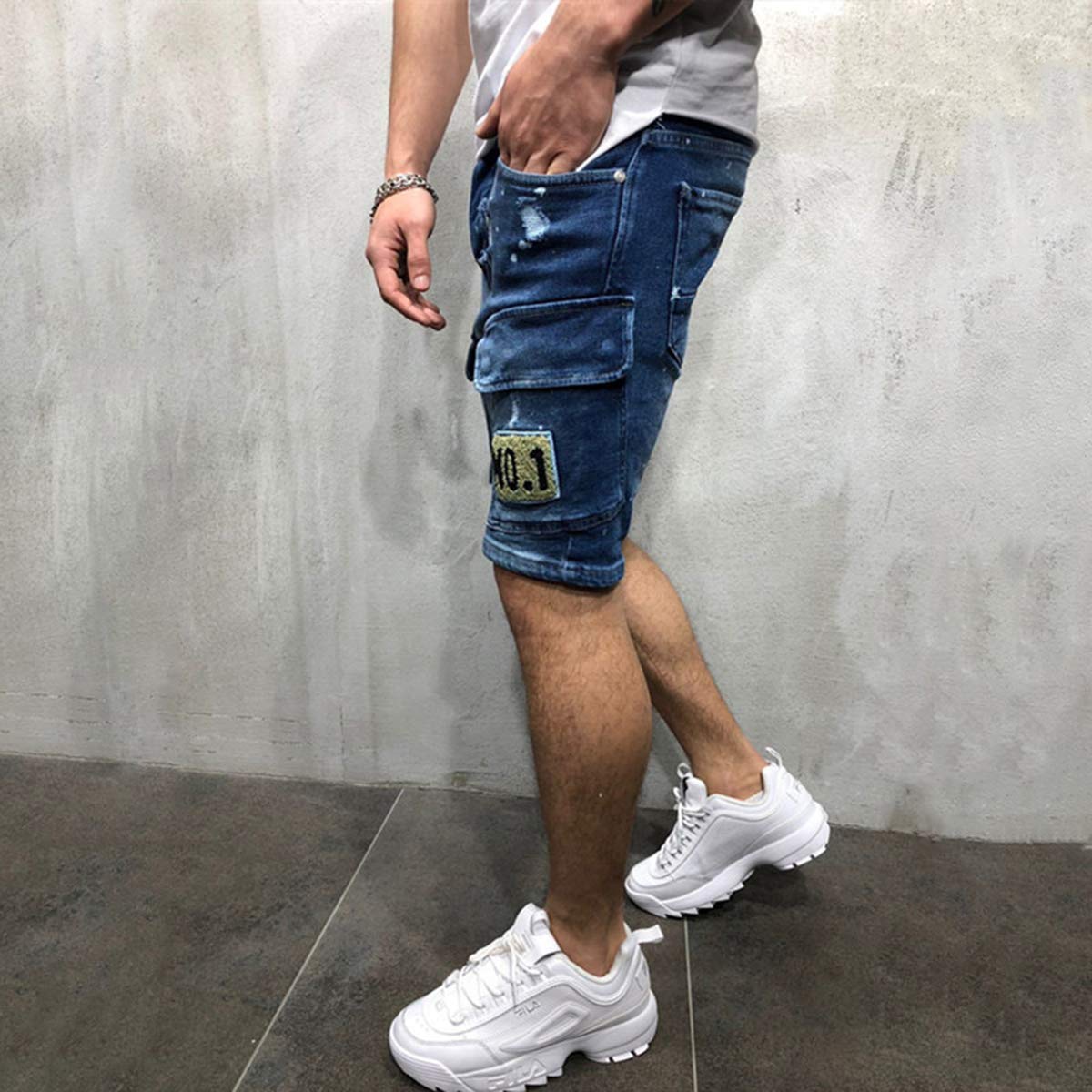 Seidarise Men's Ripped Distressed Denim Shorts - Blue Casual Jean Shorts for Summer Outfits, Beach, Travel & Street Style