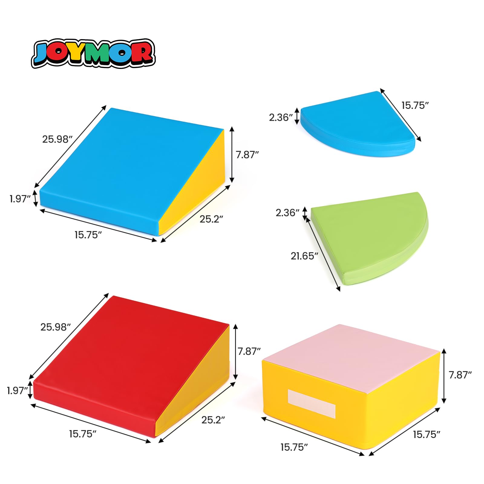 JOYMOR 5-Piece Non-Toxic PU Baby Climbing Blocks Set - Soft Foam Toddler Climbing Toys for Kids Ages 1-3 - Improve Physical Coordination & Visual Development - Waterproof Indoor Play Equipment for Safe Toddler Activities - Perfect for Playrooms, Daycares & Home Gyms