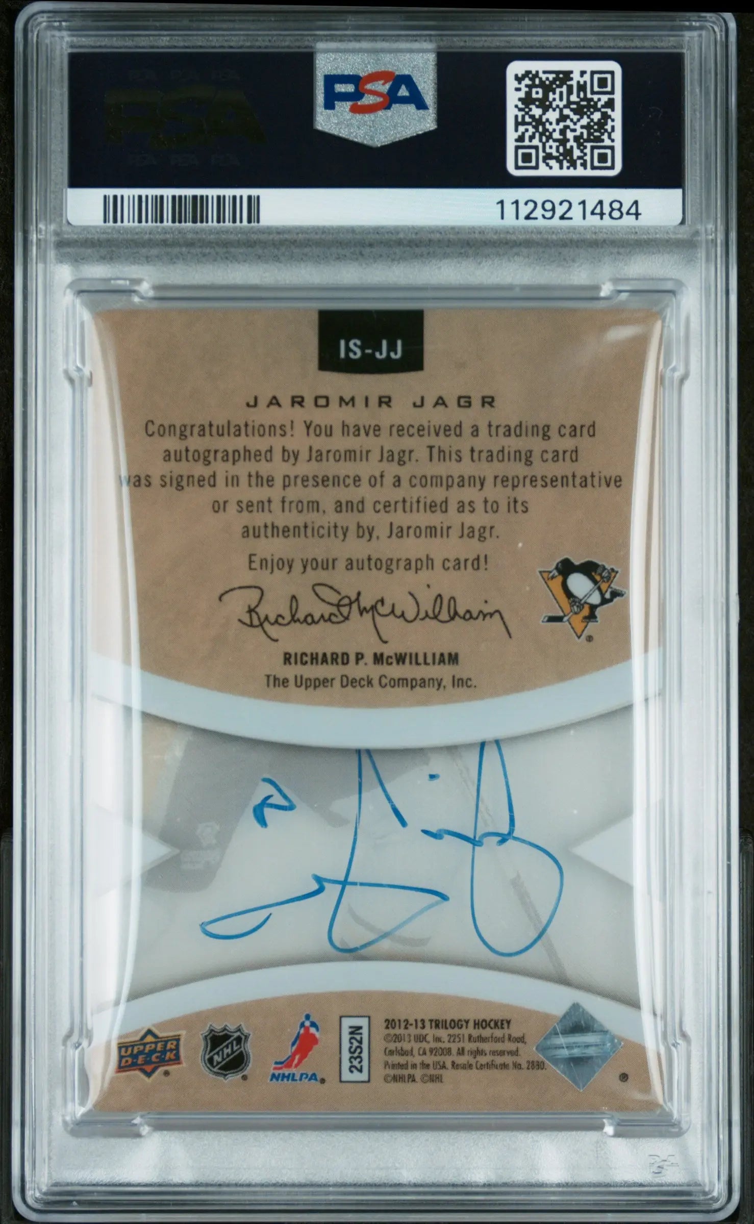 2013 Upper Deck Trilogy Hockey Ice Scripts Autograph Jaromir Jagr PSA 7 - Rare Collectible for Hockey Fans & Sports Memorabilia Enthusiasts - Perfect for Display, Investment & Gifting