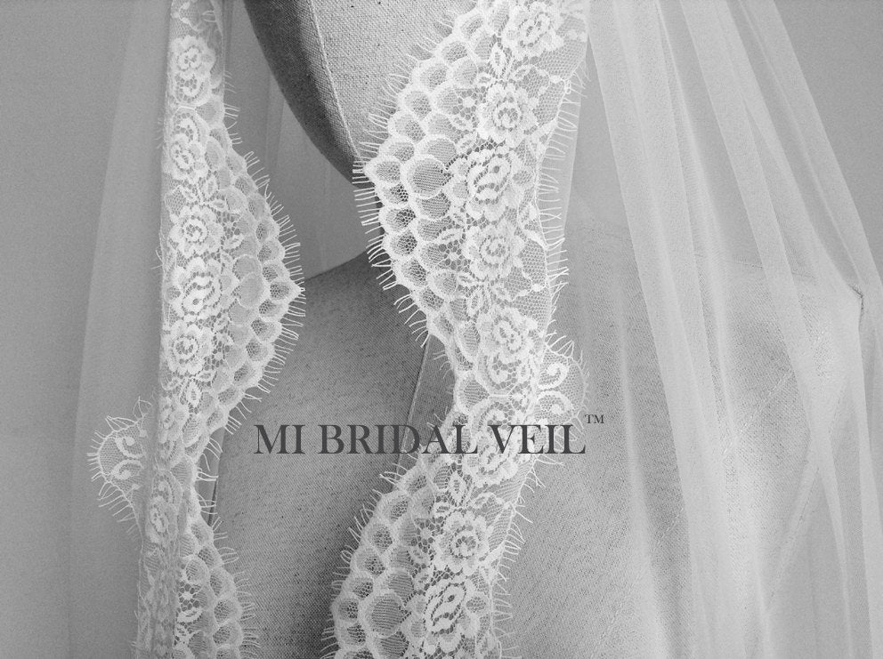 Vintage Inspired Rose Lace Bridal Veil - Elegant Wedding Veil for Bride, Handmade Lace Hair Accessories | Perfect for Wedding Ceremony, Bridal Shower, and Formal Events