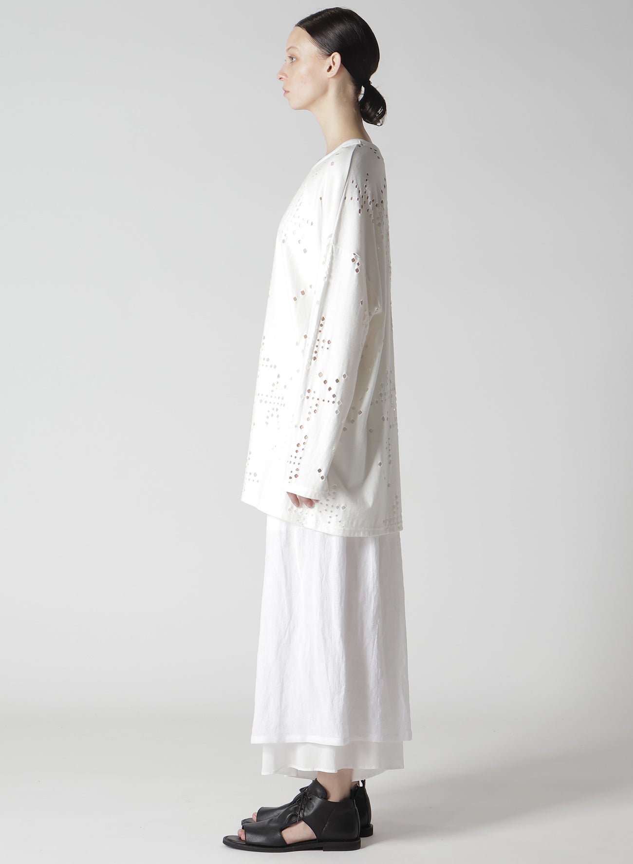 Soft Cotton Jersey Long Sleeve T-Shirt with Unique Hole Design - Oversized Fit for Women - Perfect for Casual Wear, Layering & Street Style Fashion