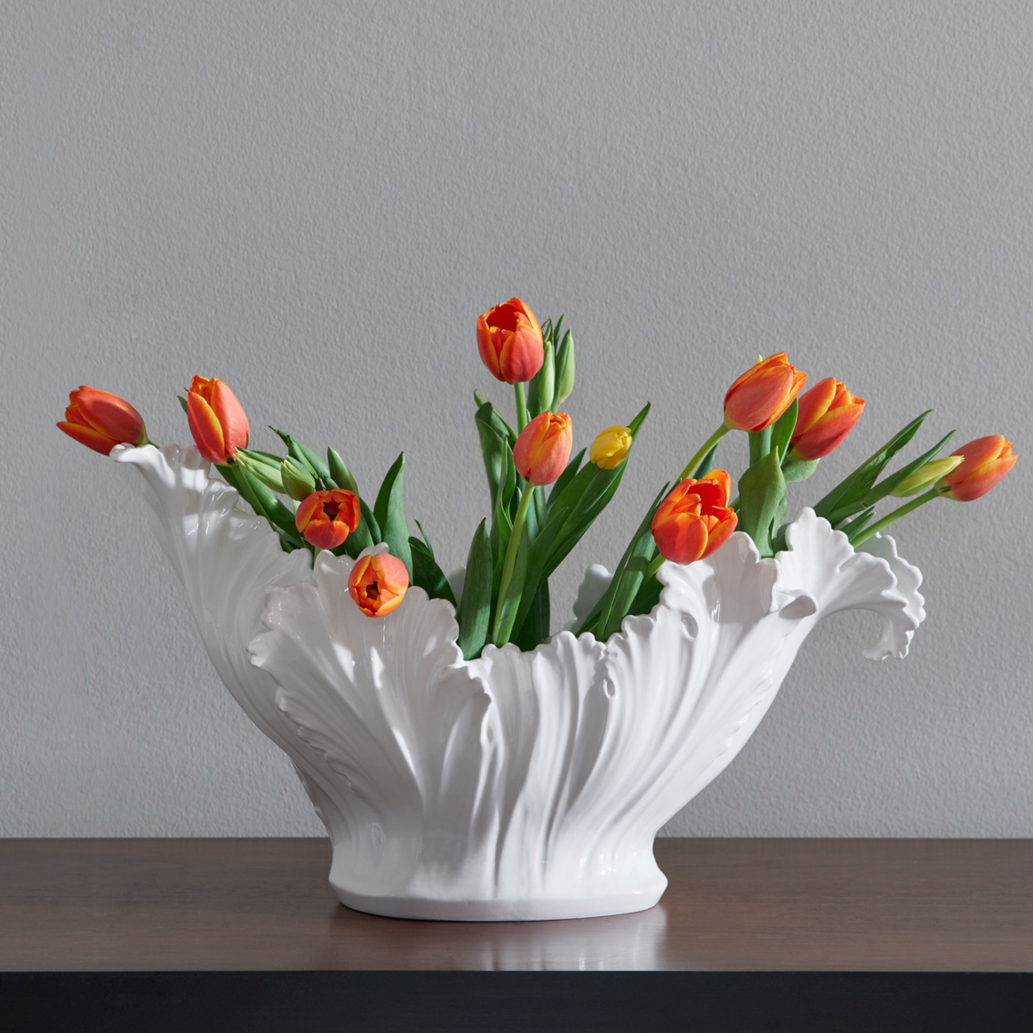 Acanthus Leaf Bowl - Handcrafted Ceramic Serving Bowl for Salad, Pasta & Fruit | Elegant Home Dining & Party Entertaining Decor