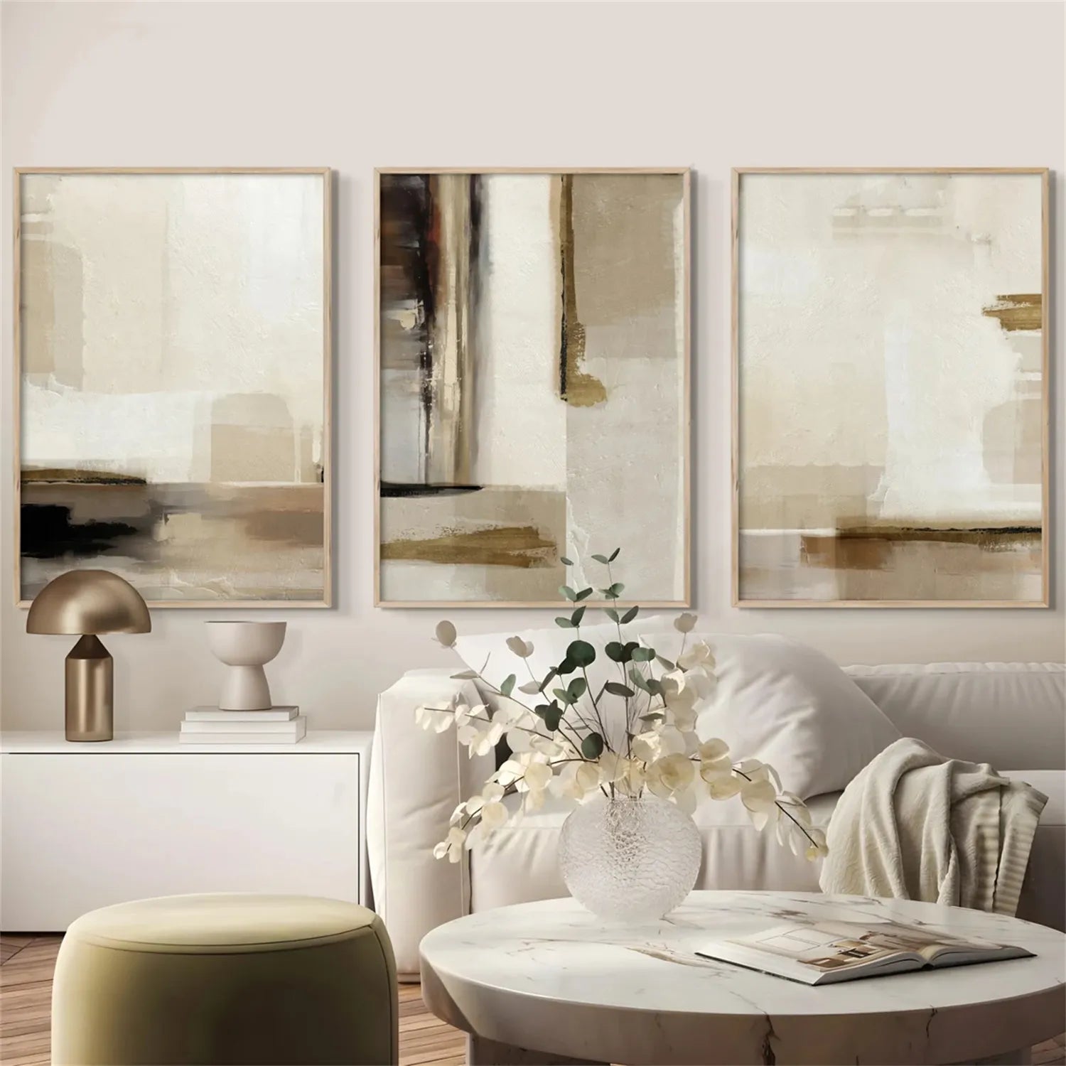 Abstract Tranquility Set of 3 Wall Art Prints - Modern Minimalist Home Decor for Living Room, Bedroom & Office - #WS175