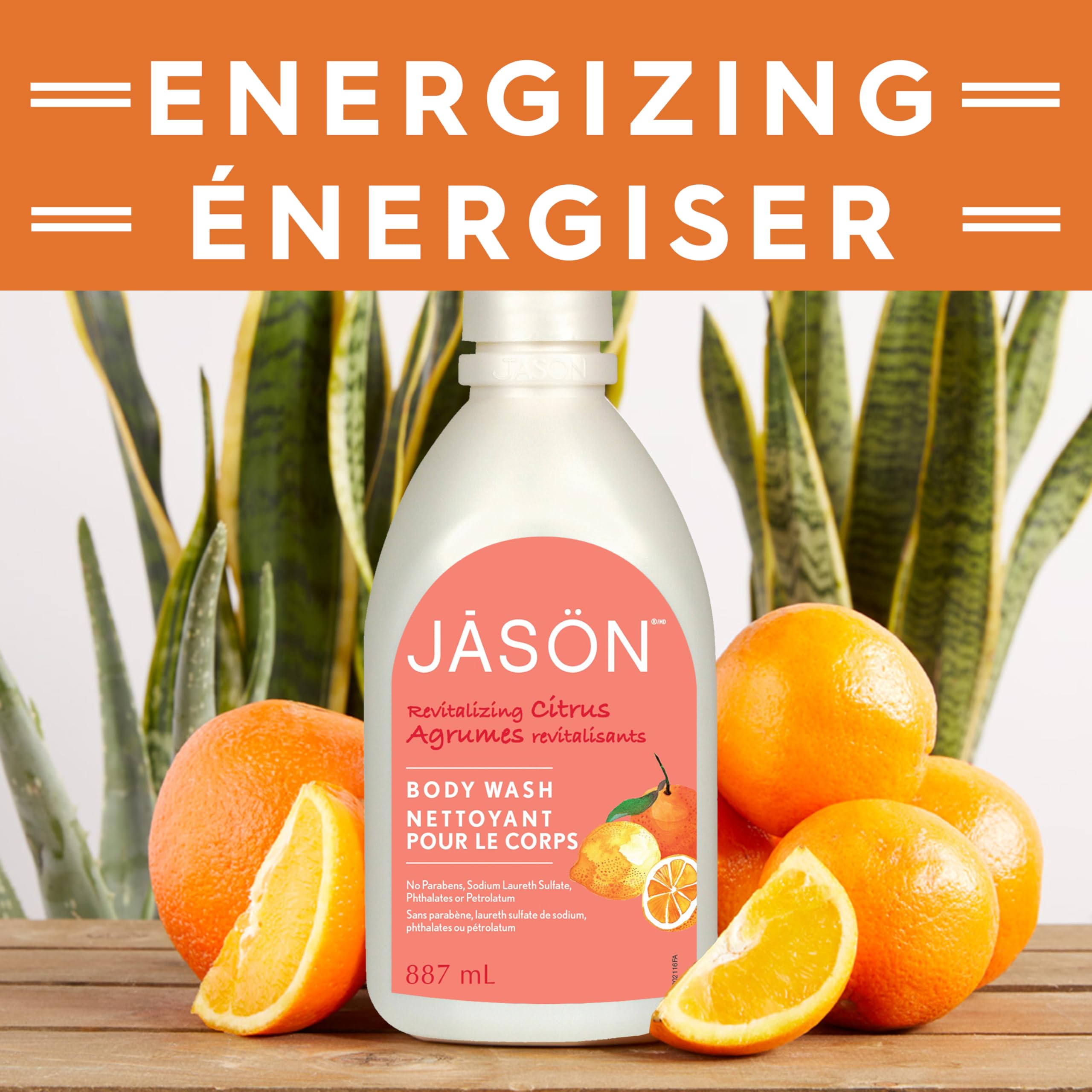 JASON Natural Body Wash - Citrus Scent, 30 Fl Oz | Organic & Sulfate-Free Shower Gel for Men & Women | Refreshing Daily Cleanser for Dry & Sensitive Skin | Perfect for Gym, Travel & Home Use