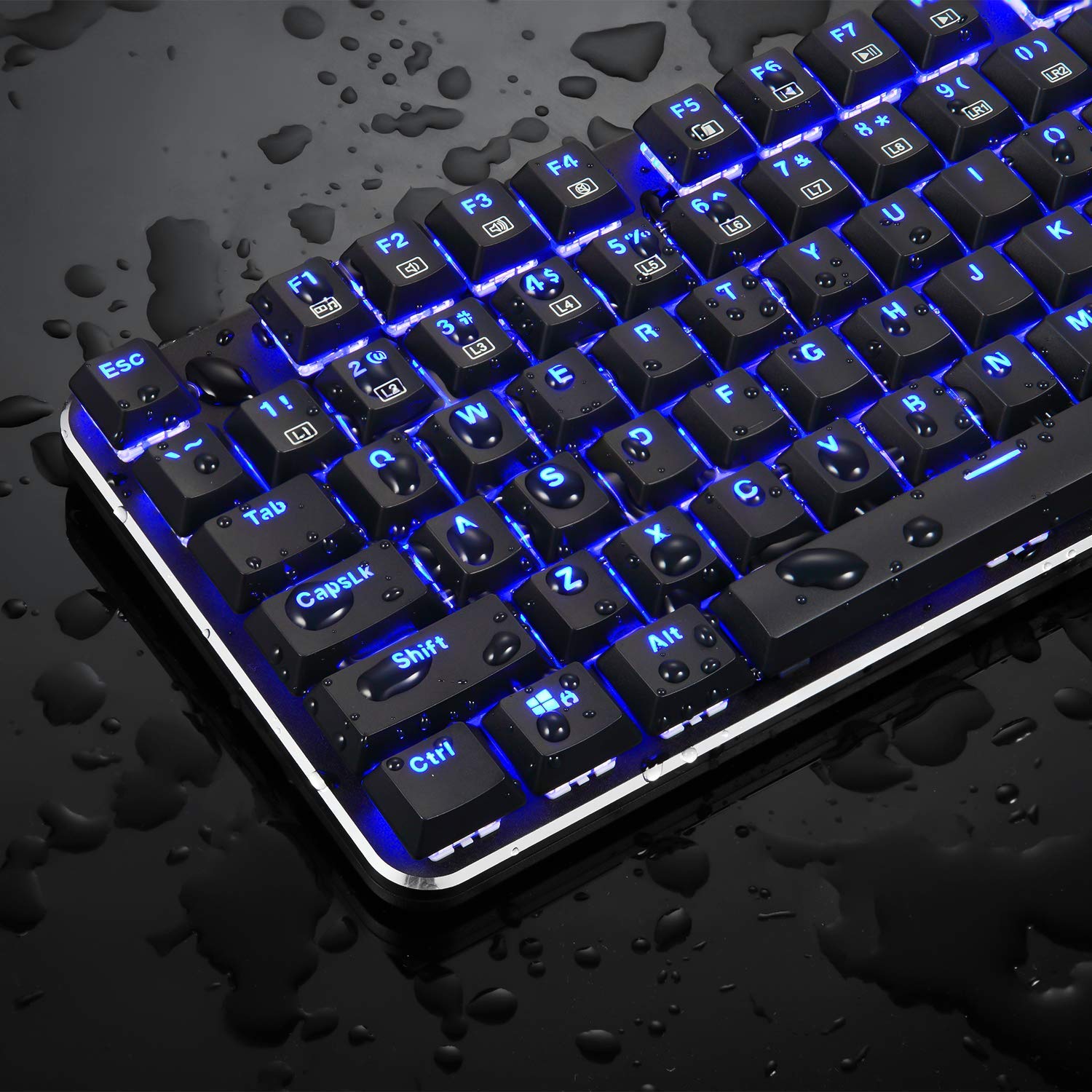 EagleTec KG060-BR Blue LED Mechanical Gaming Keyboard - 87 Keys for PC Gamers