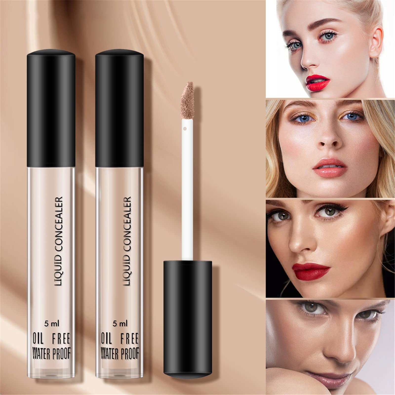 Peach Perfect Long-Lasting Concealer & Eye Primer - 3.5ml Dip N Dots Lip Gloss Duo - Flawless Coverage for Dark Circles & Blemishes - Perfect for Everyday Makeup & Night Out Looks