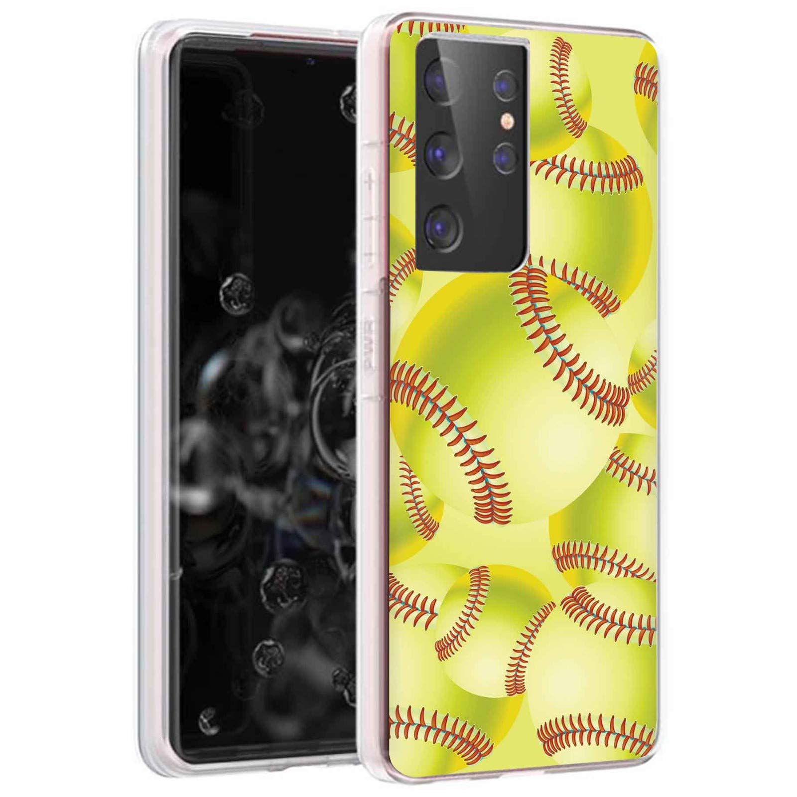 Slim TPU Case for Samsung Galaxy S21 Ultra 5G - Shockproof Flexible Softball Design Protective Phone Cover | Perfect for Outdoor Sports, Work & Daily Use