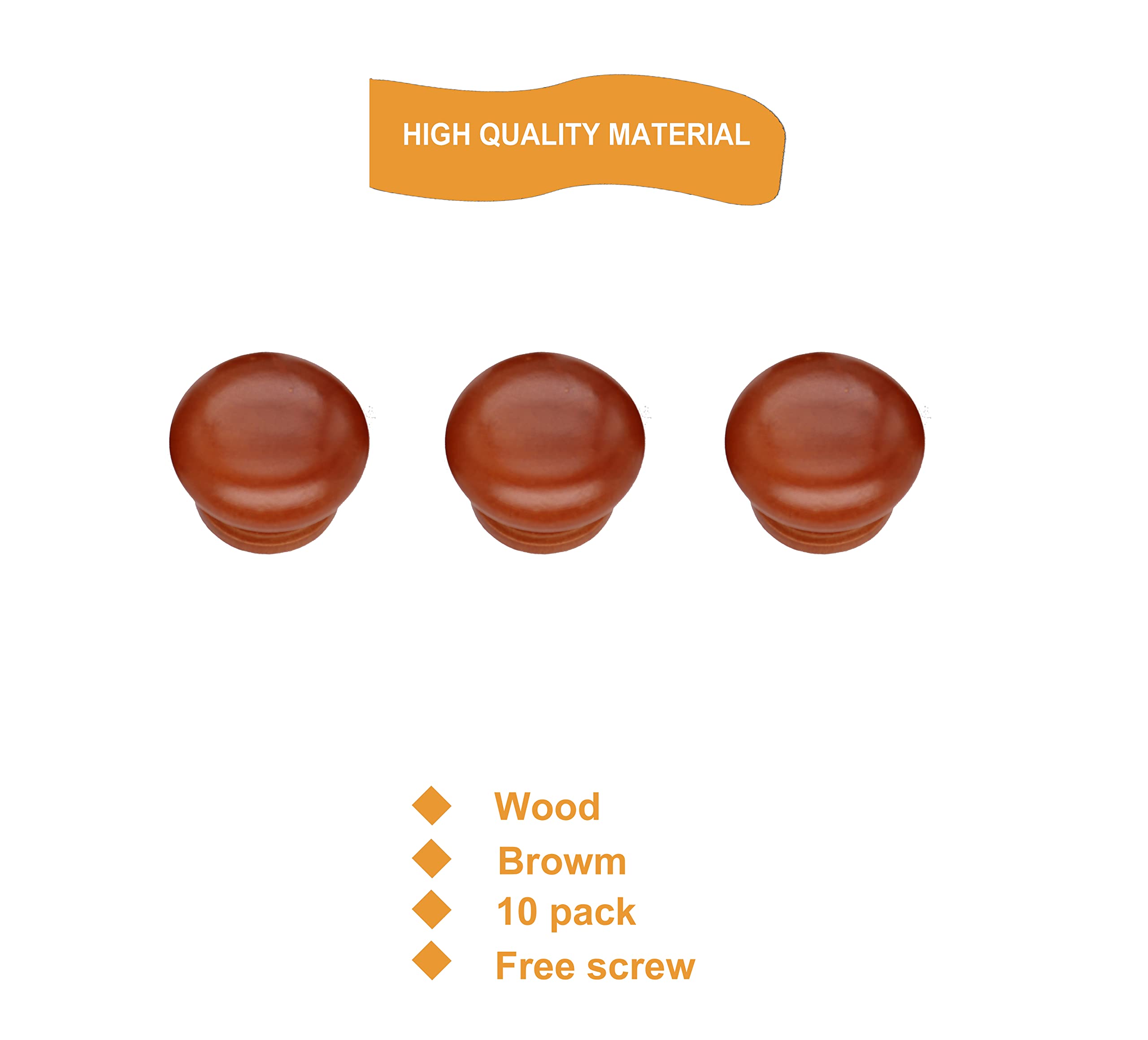 binifiMux 10-Pack 1.38 Inch Round Wooden Cabinet Knobs - Dark Red Vintage Drawer Pulls for Dresser, Cupboard & Furniture (Perfect for Bedroom, Bathroom & Kitchen Cabinets)