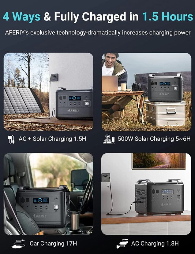 Aferiy AF 2000W Portable Power Station - 2000W/4000W LiFePO4 Battery with 1997Wh Capacity - Perfect for Camping, RV Trips & Emergency Backup Power