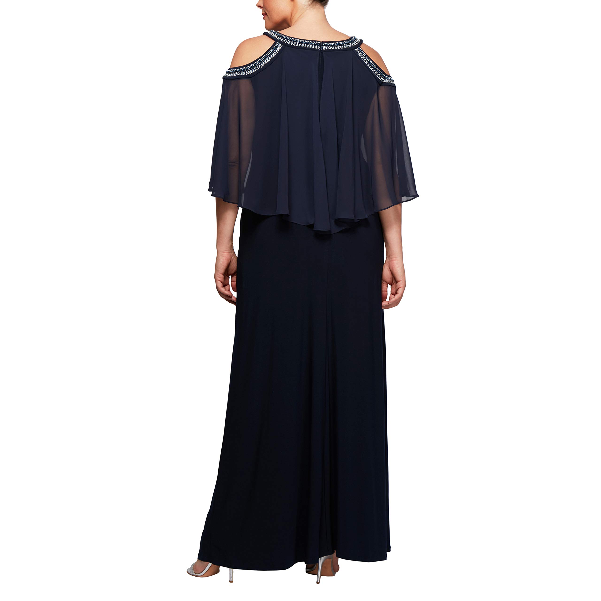 Alex Evenings Plus Size Women's Cold Shoulder Popover Dress - Elegant Formal Evening Gown for Weddings, Parties & Special Occasions