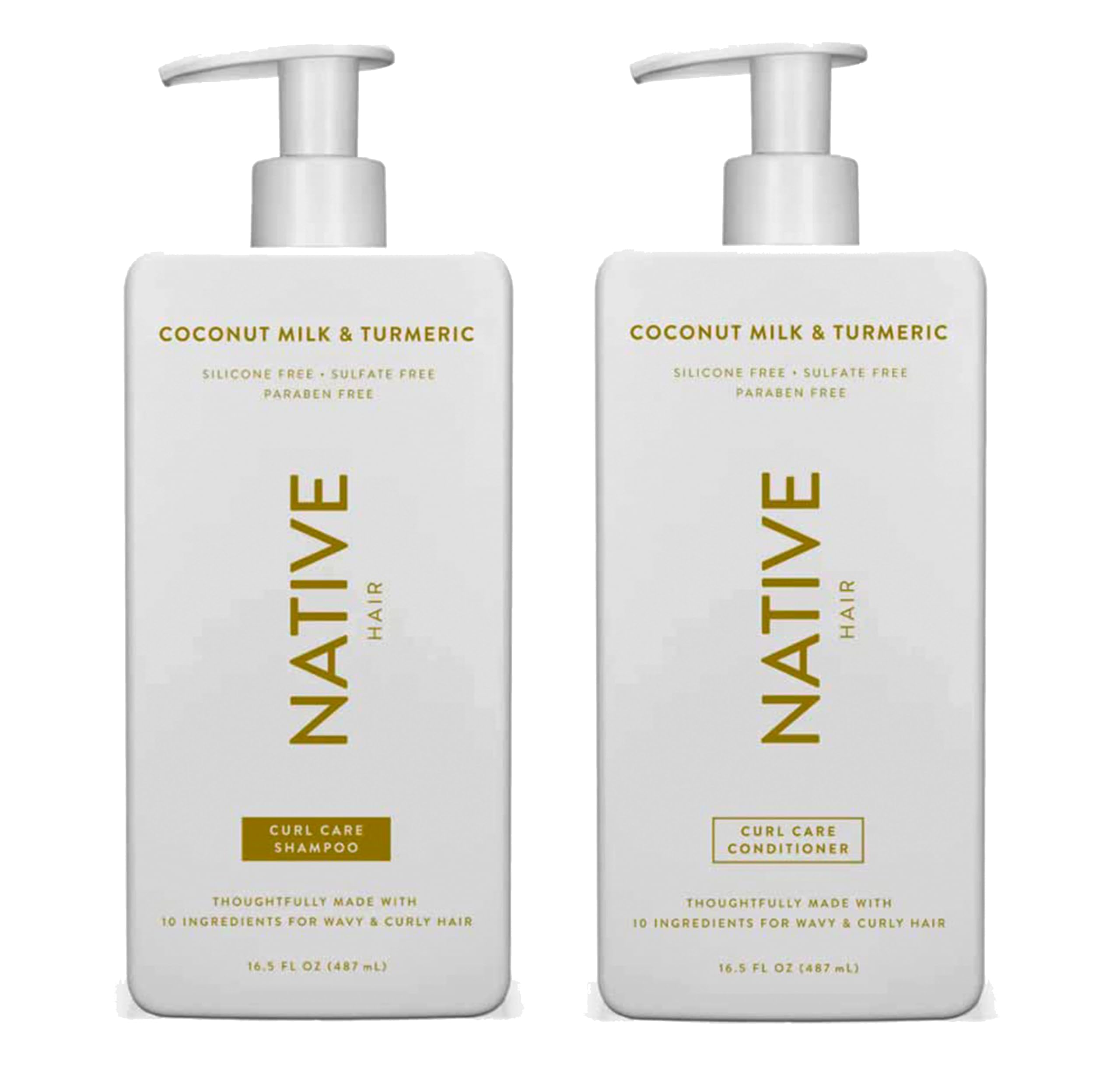 **Organic Coconut Milk & Turmeric Shampoo and Conditioner Set - Sulfate Free, Paraben Free, Dye Free, Natural Ingredients - 16.5 oz (Pack of 2) - Gold | Hydrating & Soothing for Dry, Damaged Hair - Perfect for Daily Hair Care & Scalp Health**