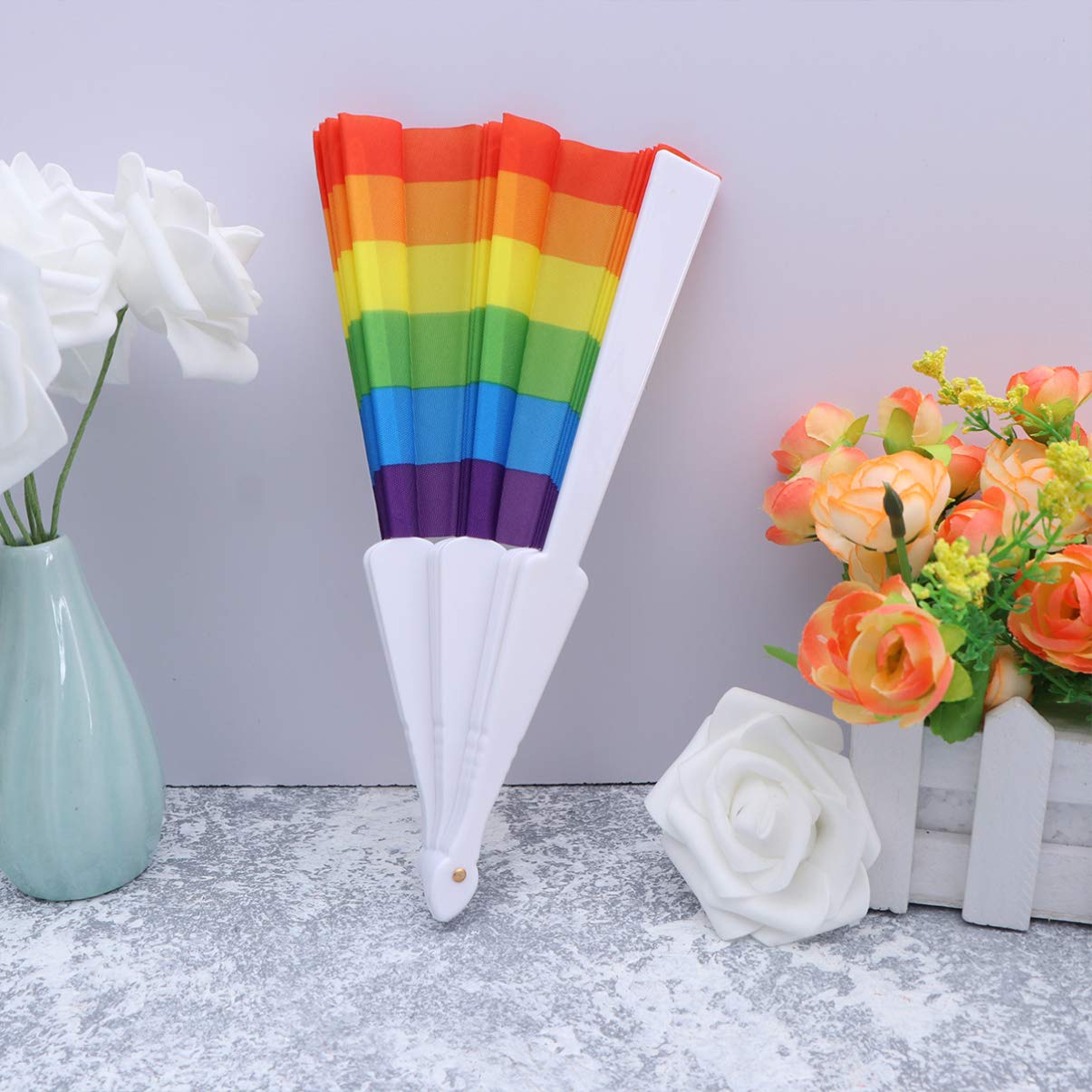 SUPVOX 2-Pack Large Folding Hand Fan - Portable Wedding Decoration, Japanese Style LGBT Pride Fan - Perfect for Weddings, Parties, Cosplay & Summer Cooling