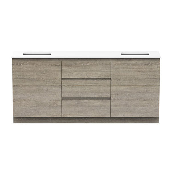 ADP Glacier Quartz Ensuite Trio Vanity Set - Modern Bathroom Vanity with Sink, Mirror & Storage - Perfect for Small Bathrooms & Master Suites