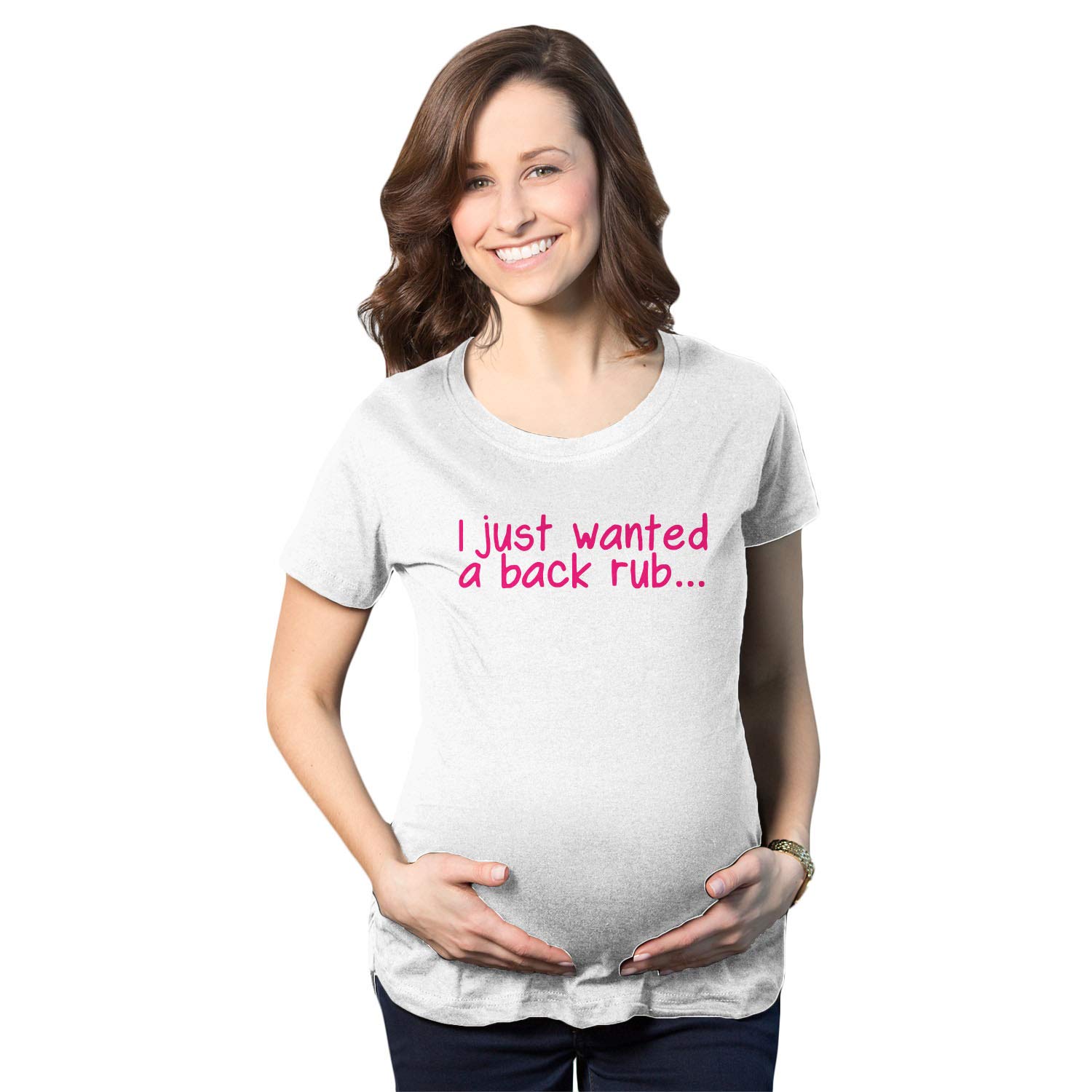 Funny Maternity T-Shirt for Women - 'I Just Wanted A Back Rub' Pregnancy Tee | Comfortable Cotton Shirt for Expecting Moms, Baby Showers & Pregnancy Announcements