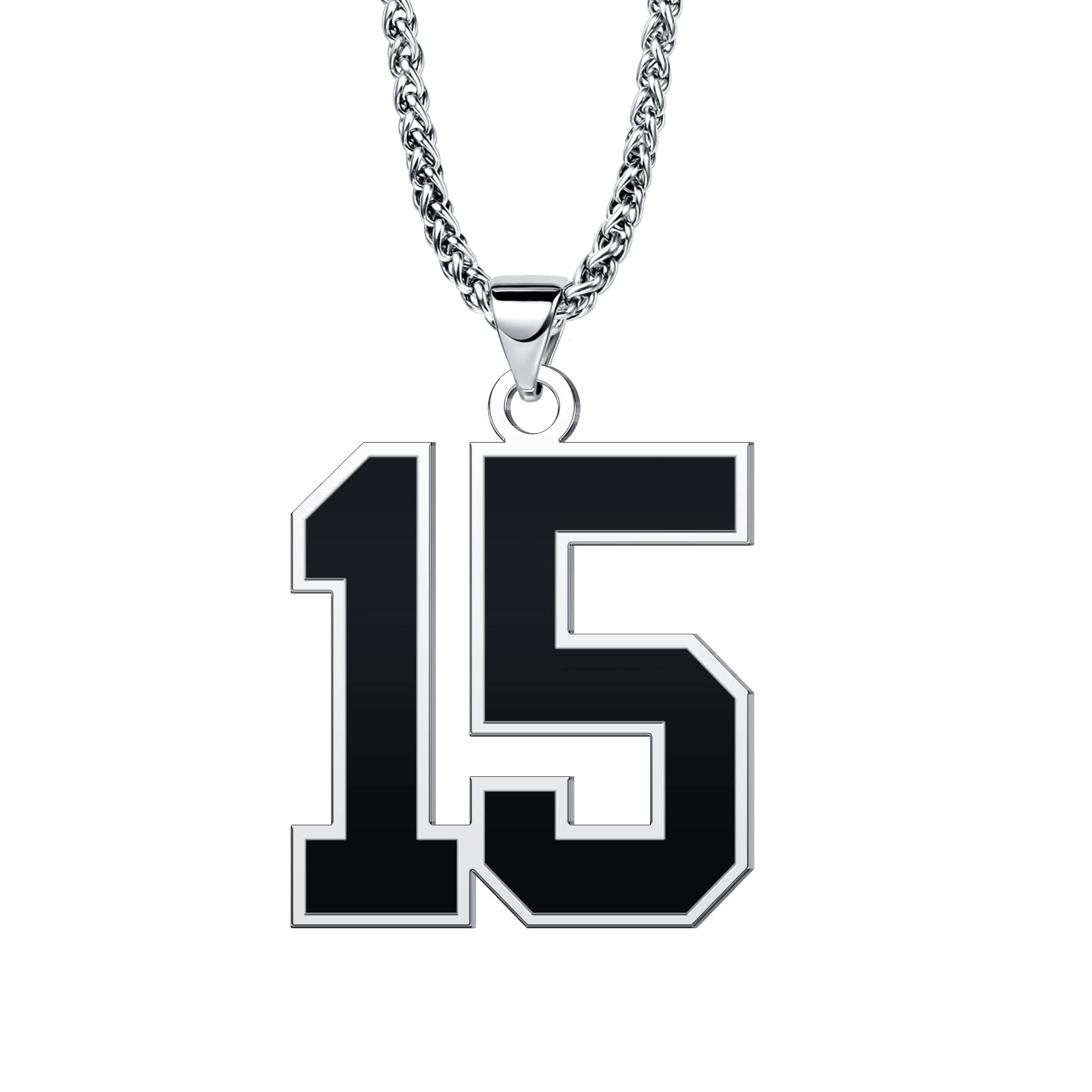 QeenseKc Stainless Steel Black Number 1-99 Chain Necklace for Boys - Baseball Player Pendant Jewelry Gift for Athletes & Sports Fans - Perfect for Game Days, Birthdays & Team Spirit Accessories