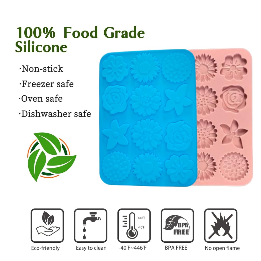 12-Cavity Flower Silicone Mold for Cake, Chocolate, Resin, Soap & Jewelry Making - Perfect for Baking, DIY Crafts & Party Decorations