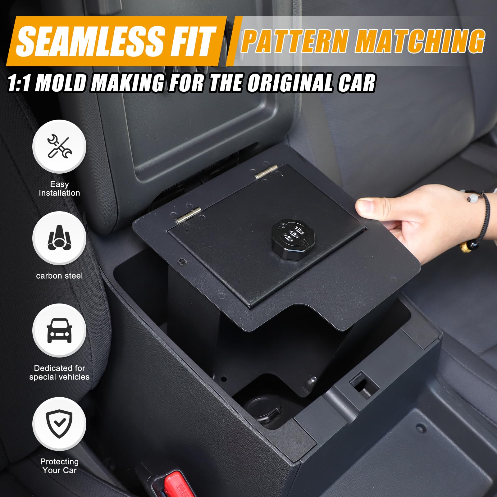 2022-2025 Nissan Frontier Car Armrest Safe Box with 3-Digit Combination Lock - Center Console Storage Organizer for Valuables | Secure Storage Solution for Road Trips & Daily Commute