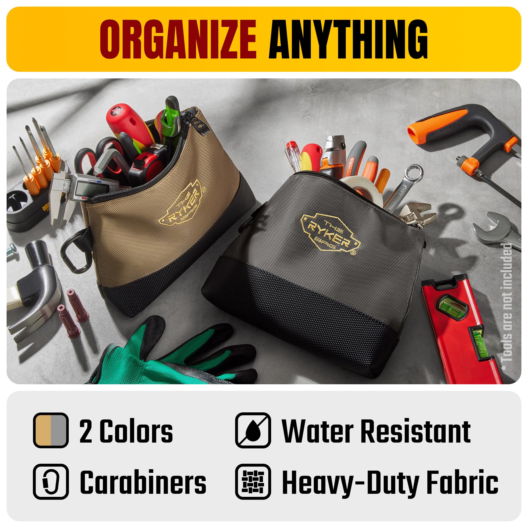 Durable Canvas Zipper Tool Pouch - The Ryker Bag for Organizing Tools & Accessories | Perfect for DIY, Camping, and Outdoor Adventures