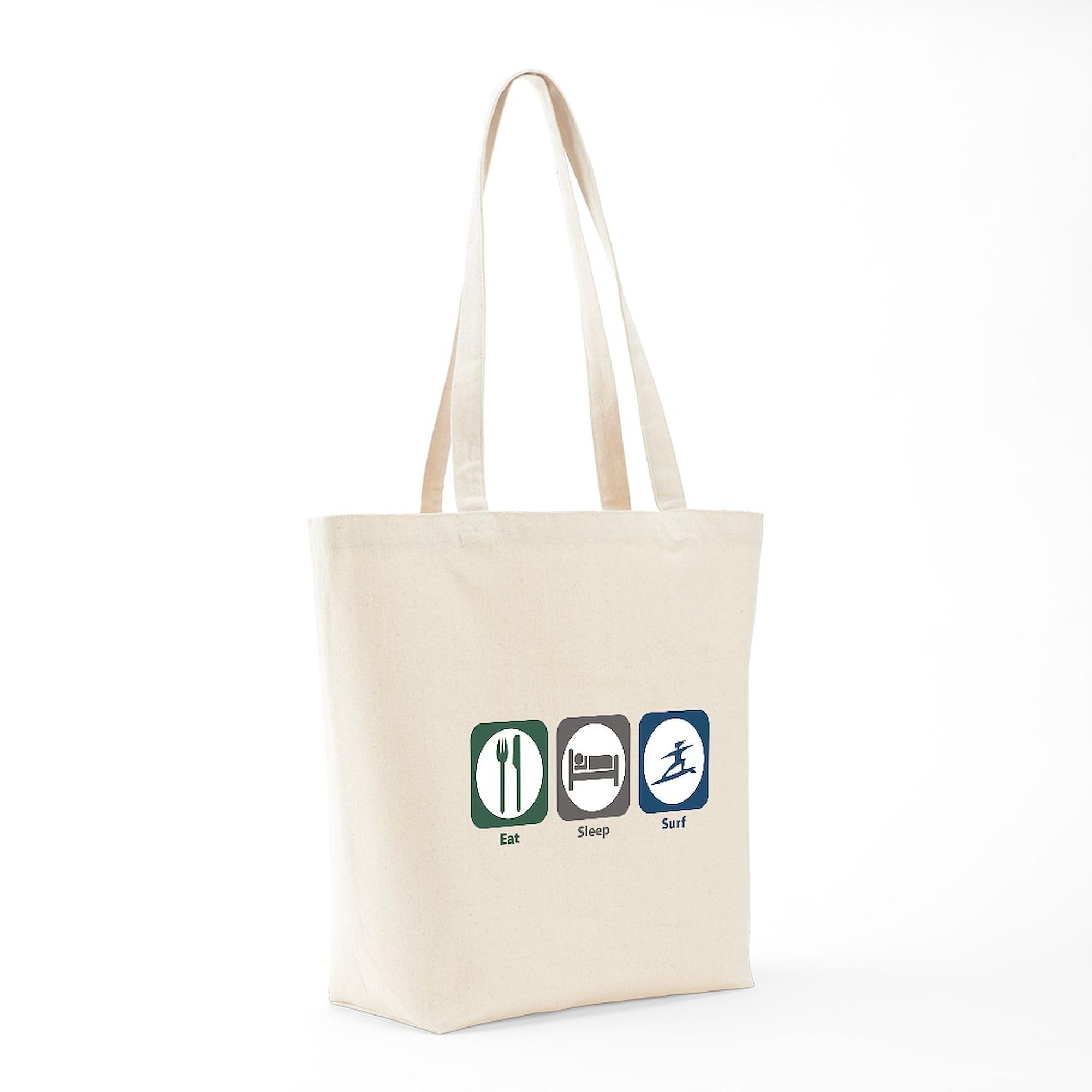 Eat Sleep Surf Tote Bag - Natural Canvas Reusable Shopping Bag for Beach, Grocery & Everyday Use | Eco-Friendly Cotton Tote