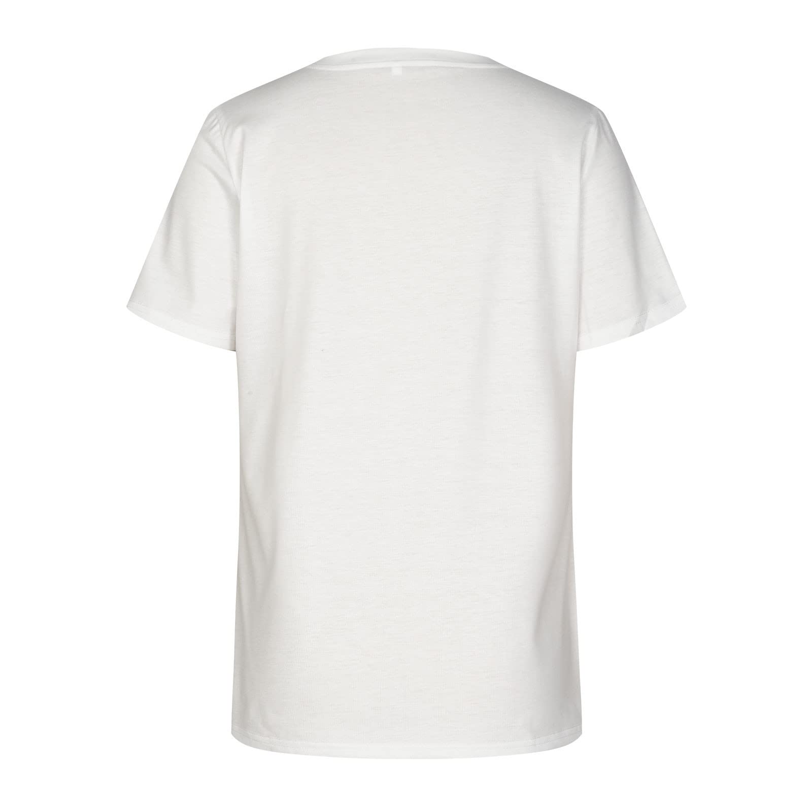 Women's Summer V-Neck Short Sleeve T-Shirt - Cute Printed Casual Blouse & Loose Fit Graphic Tee for Everyday Wear, Beach Outings & Weekend Outfits