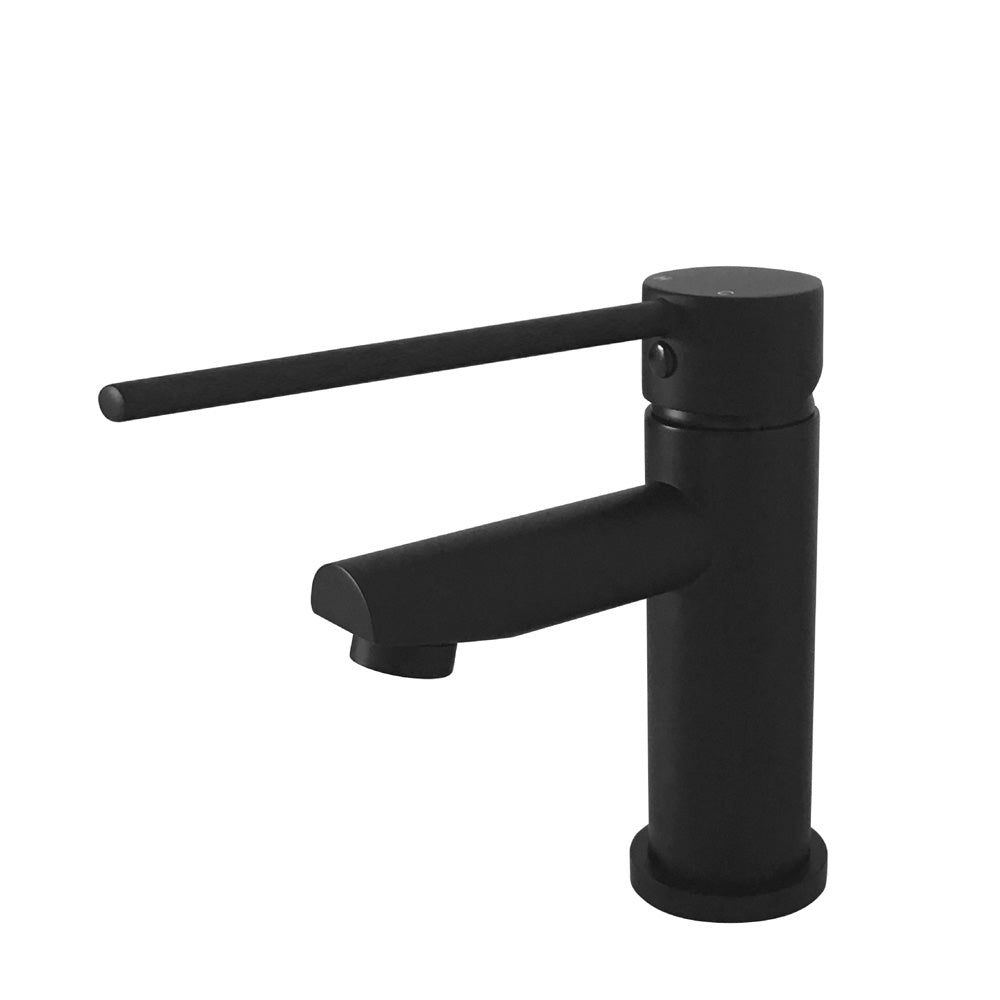 Fienza 225103D Matte Black Hustle Care Short Basin Mixer Tap - Modern Bathroom Faucet for Small Sinks, Perfect for Powder Rooms, Guest Baths & Compact Spaces