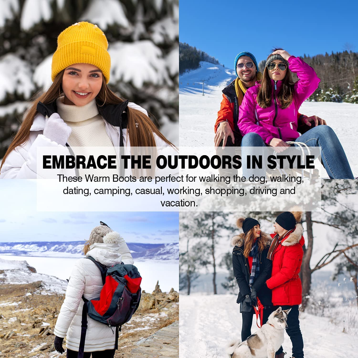 Women's Winter Boots - Soft Comfortable Faux Fur Mid Calf Snow Boots with Insulation | Waterproof Outdoor Boots for Hiking, Snowy Weather & Casual Wear