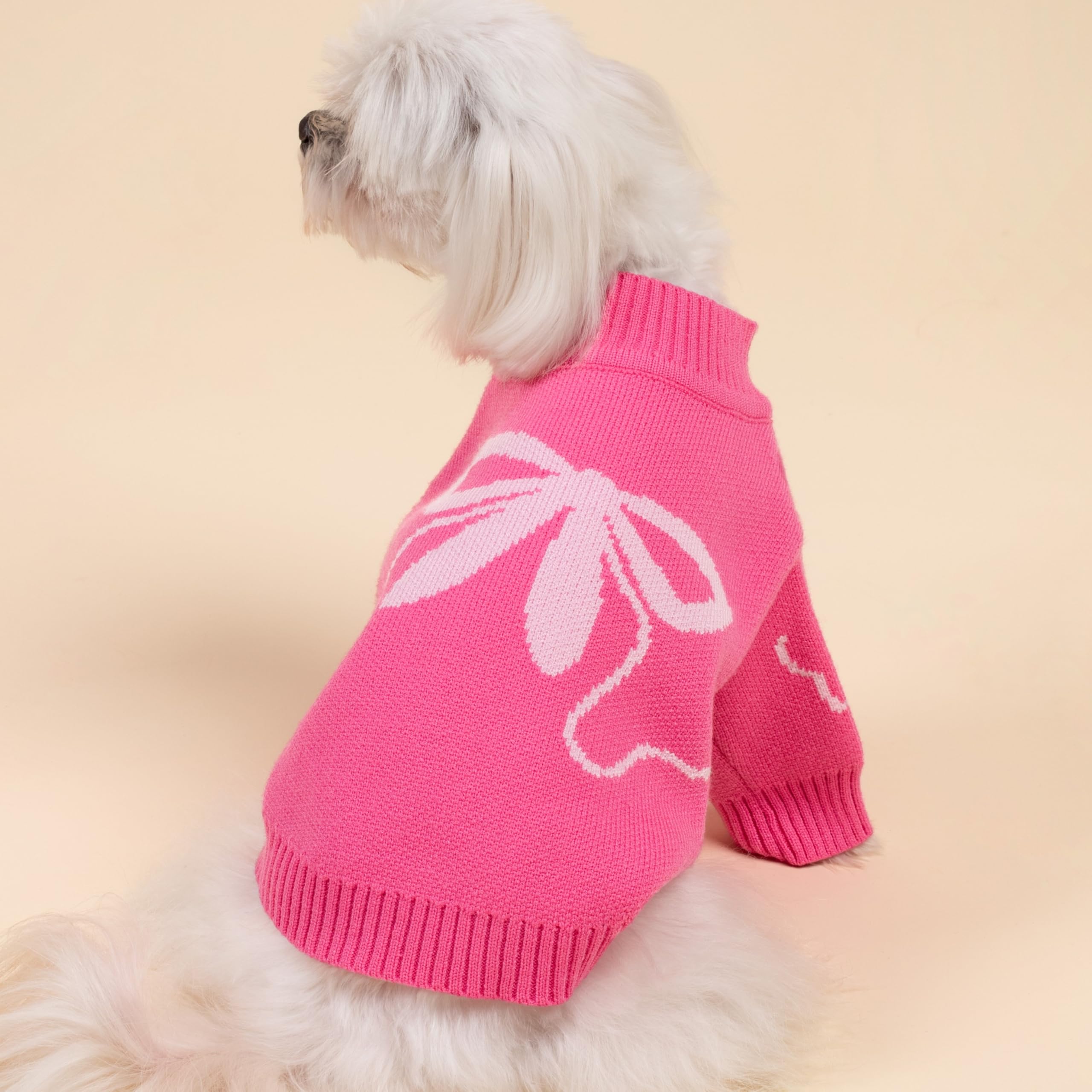 Fitwarm Valentine's Day Dog Sweater - Thermal Winter Clothes for Small Dogs, Cute Pink Bowknot Pullover Jumper for Puppies - Perfect for Valentine's Day Outfits, Christmas Pet Apparel & Cold Weather Walks