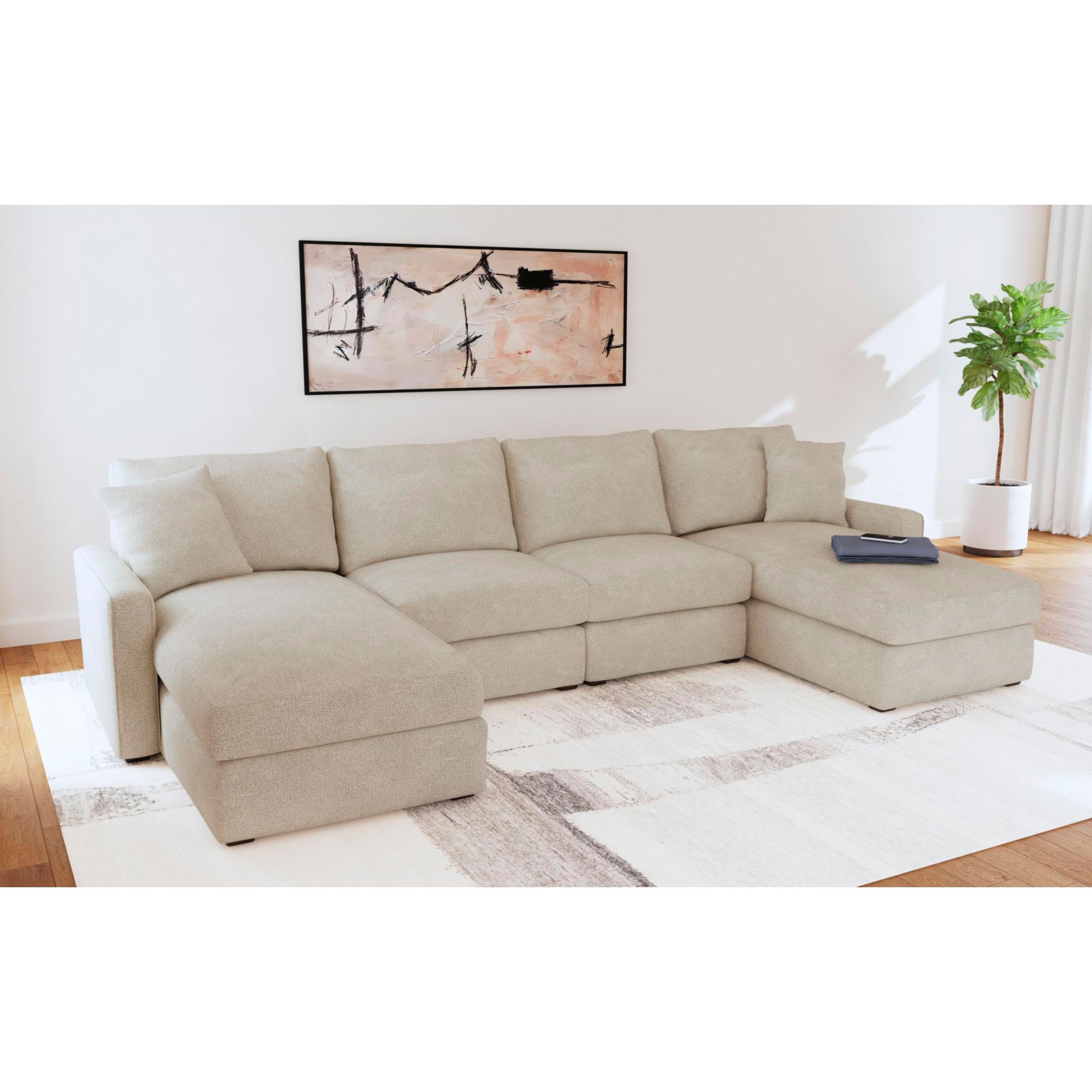 Simply Elements Left Chaise Sectional Sofa - Modern L-Shaped Couch with Reversible Chaise for Living Room, Lounge, and Family Room Comfort