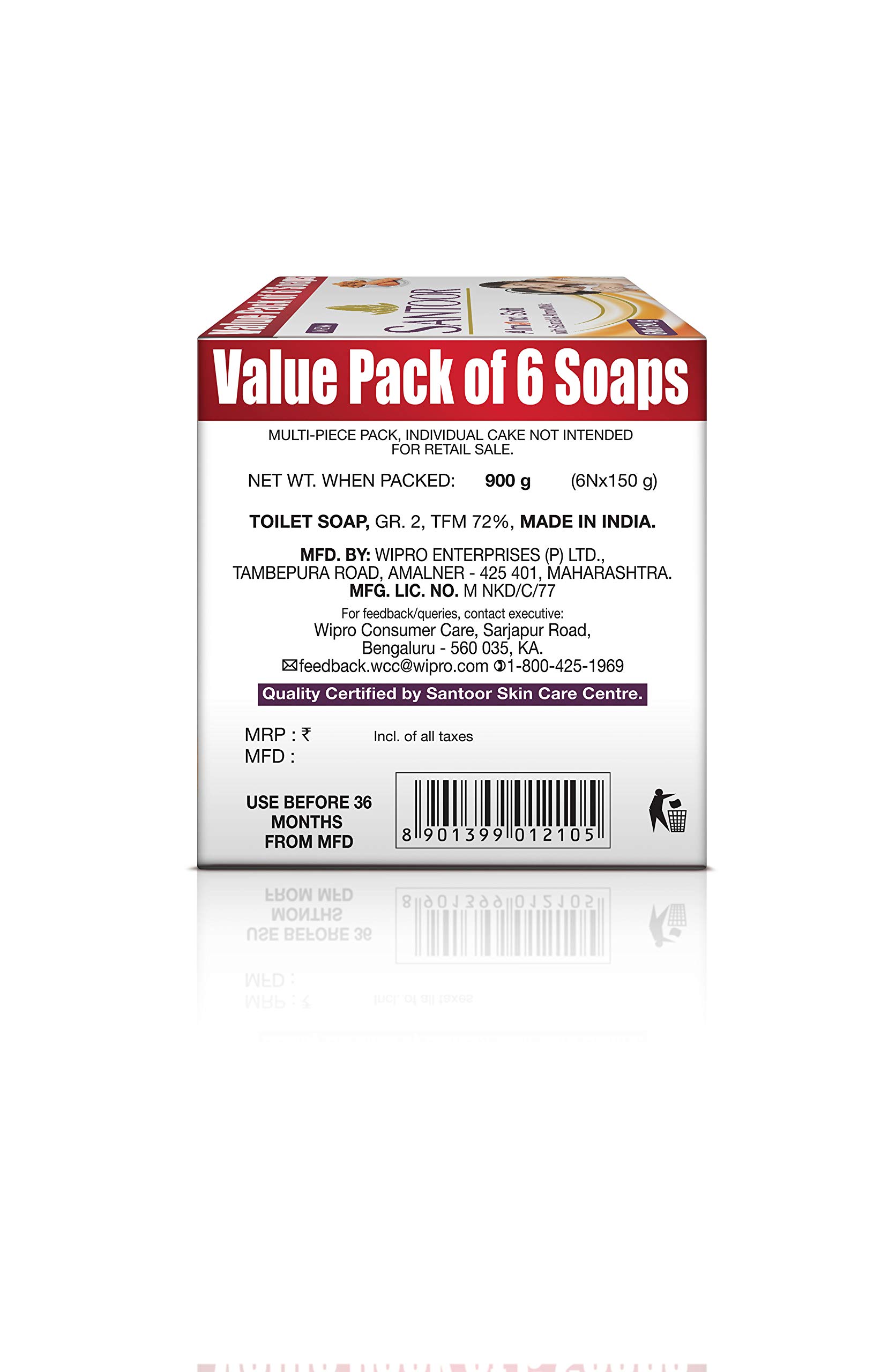 Santoor Sandal & Almond Milk Soap 150g (Pack of 6) and Pureglo Glycerine Soap with Almond Oil 125g (Pack of 6) - Natural Skincare for Nourished, Glowing Skin - Perfect for Daily Cleansing & Moisturizing